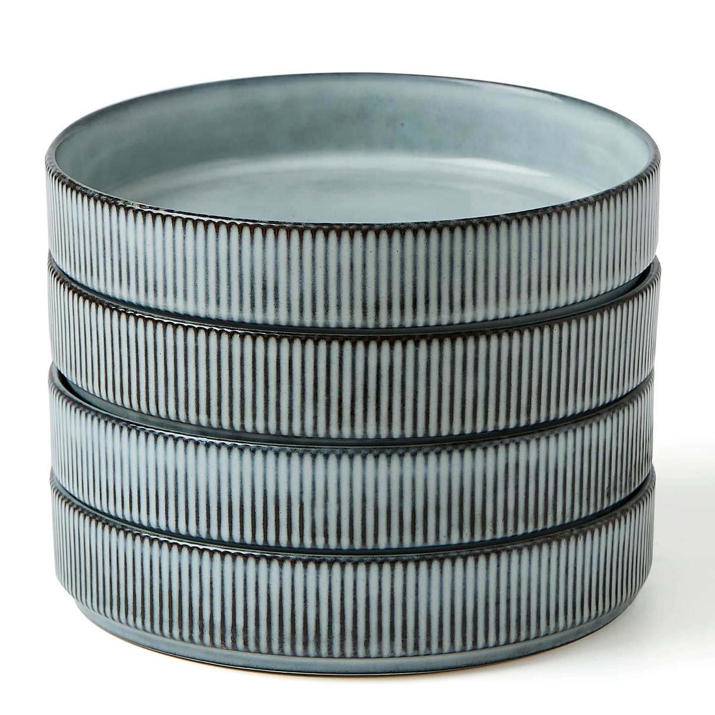 famiware 7.5" Pasta and Salad Bowl Set 4-Piece Star-Smoky Blue Stoneware NEW