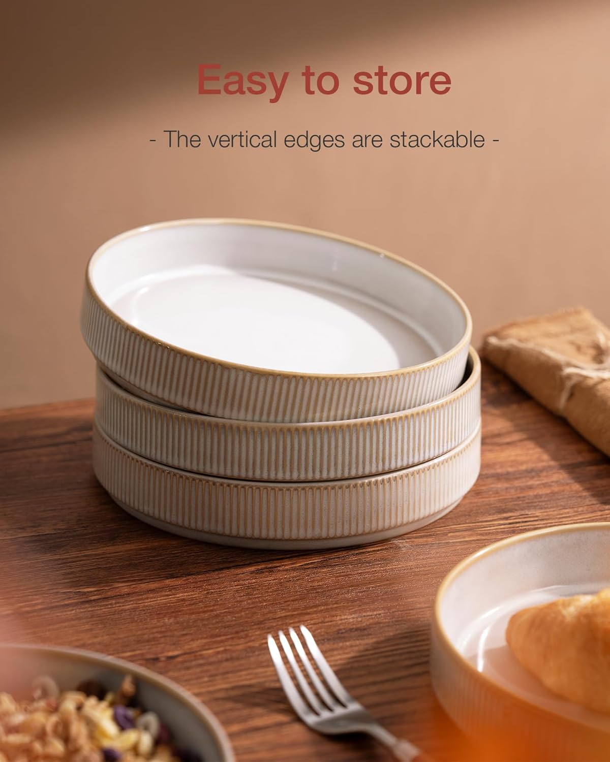 famiware 7.5" Pasta and Salad Bowl Set of 6 Double Reactive Glaze NEW