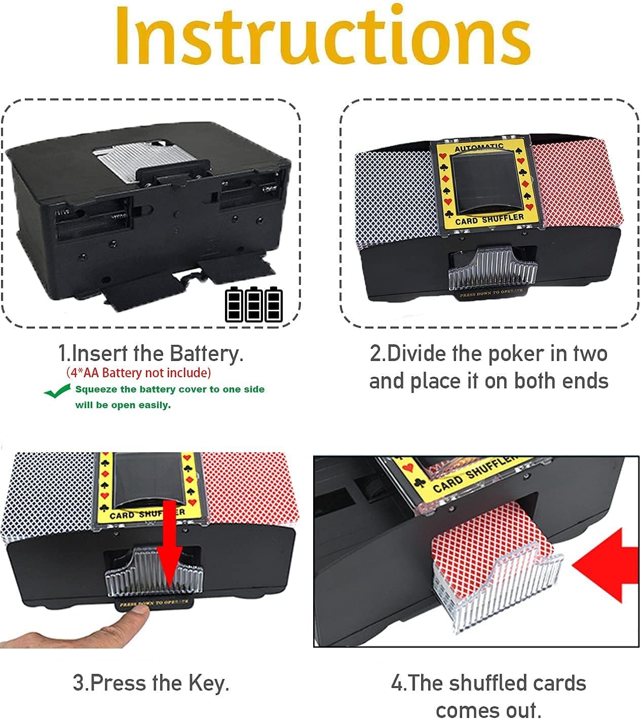 Dacefloy Battery Powered Card Shuffler Machine for 1-2 Decks DEMO