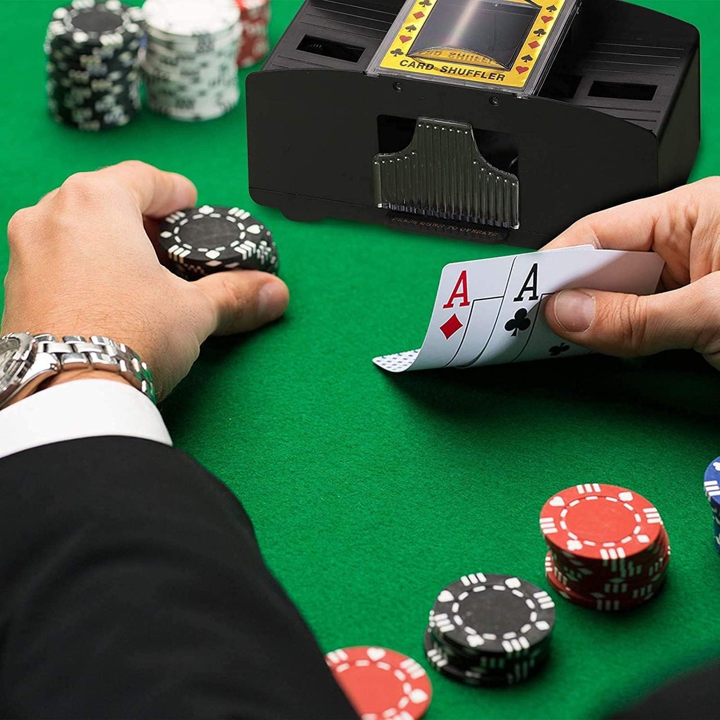 Dacefloy Battery Powered Card Shuffler Machine for 1-2 Decks DEMO