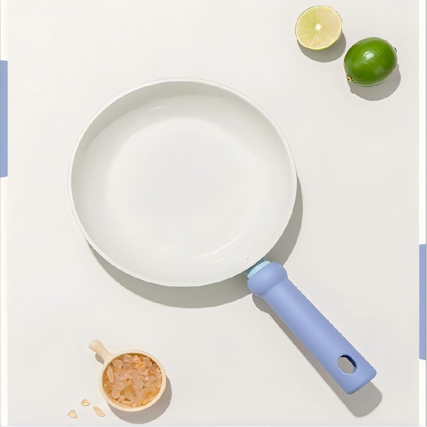10.3-Inch Non-Stick Frying Pan Skillet Wrought Iron Ceramic Infused Blue NEW