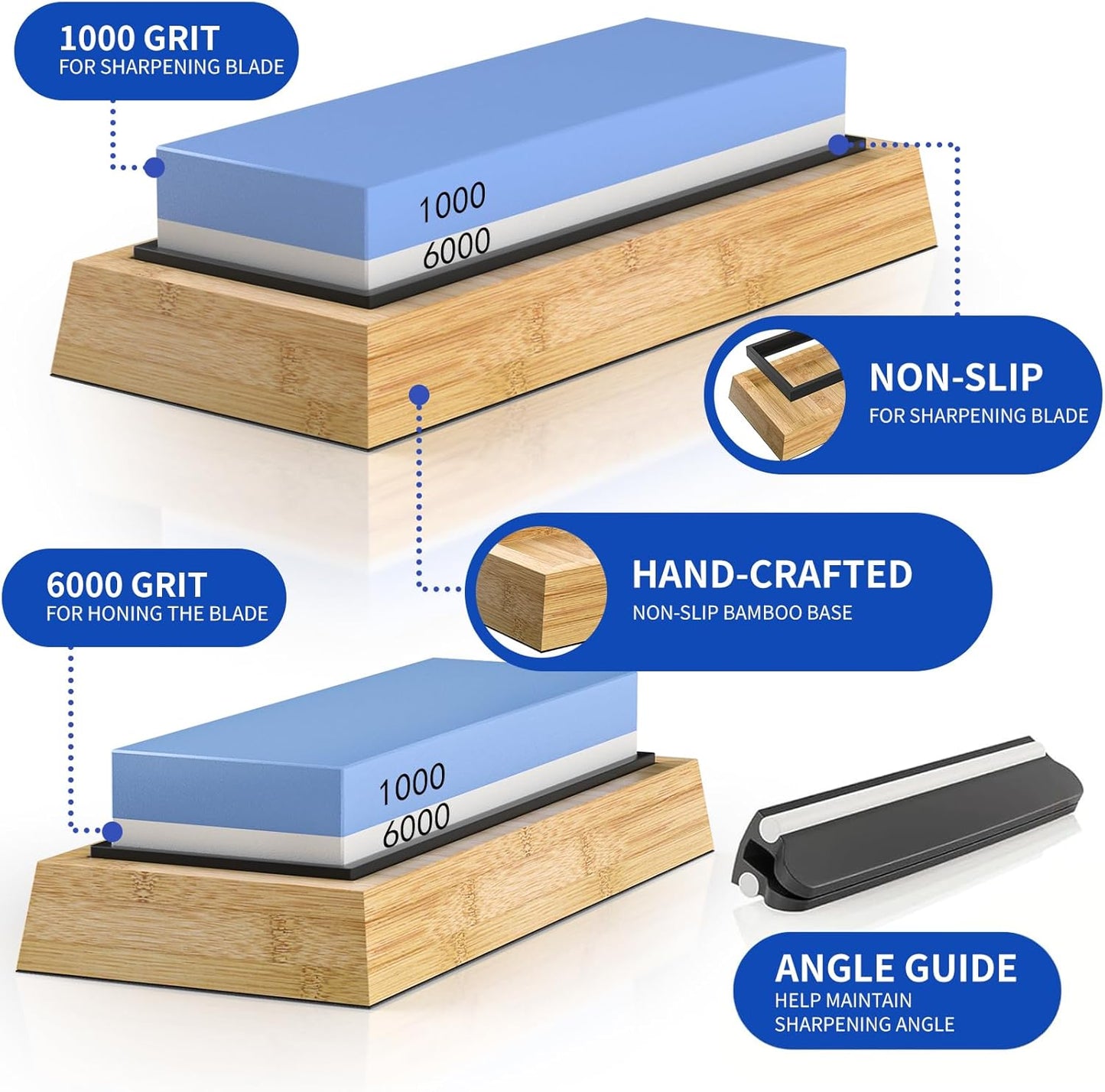 LQUAN 1000/6000 Whetstones Double-Sided Professional Whetstone Knife NEW