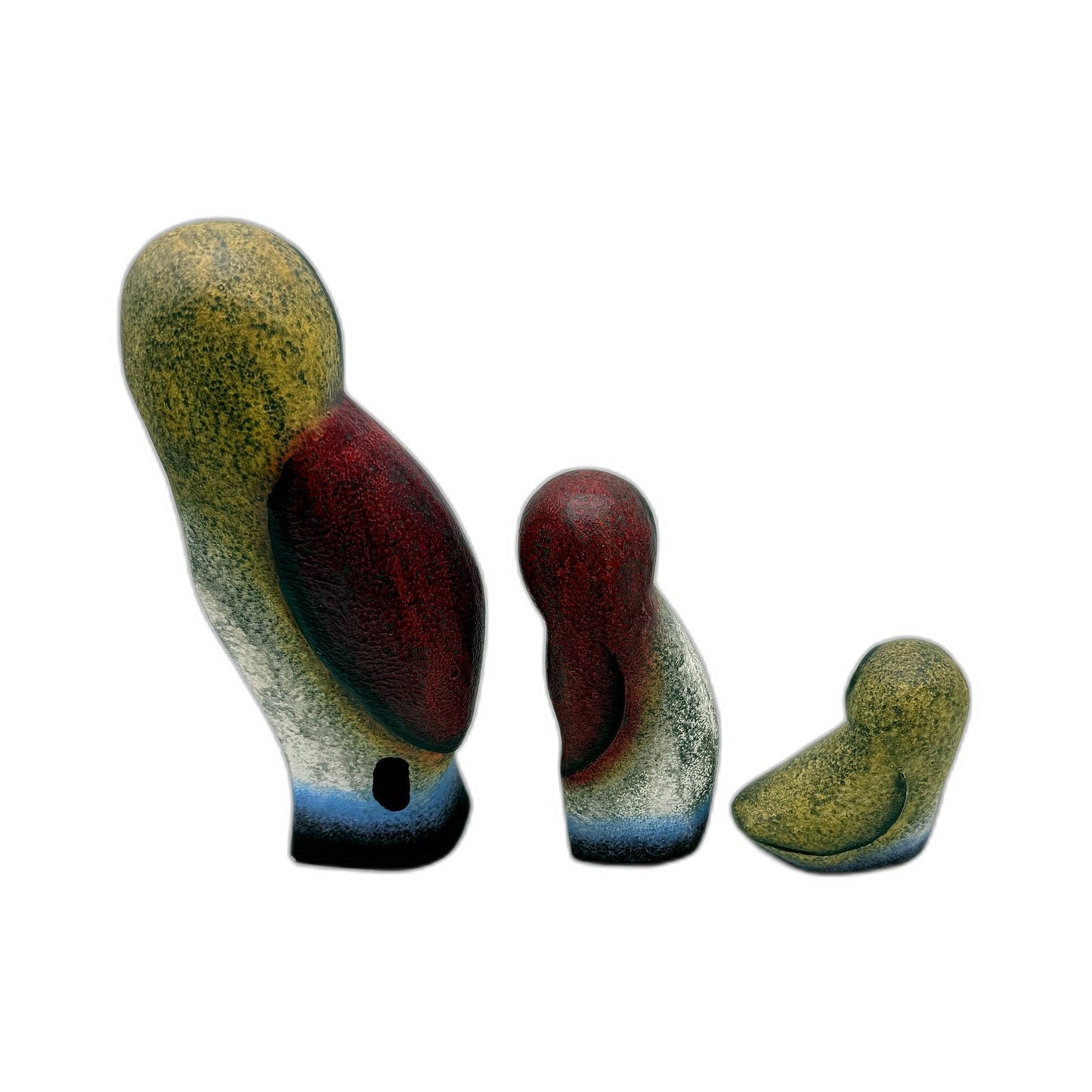 Decorative Multicolor Light Plaster Owl Figurines Accents Ornaments 3-Piece Set