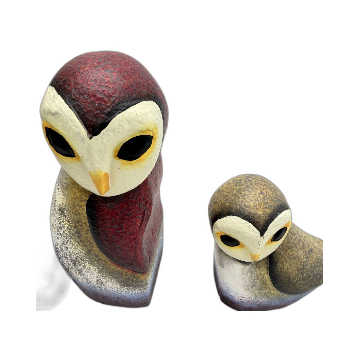Decorative Multicolor Light Plaster Owl Figurines Accents Ornaments 3-Piece Set