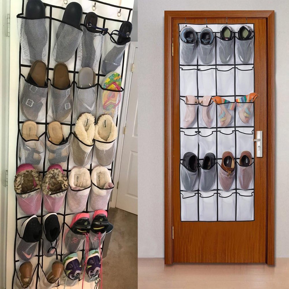 wsryx Over the Door Shoe Organizer 24 Large Mesh Pockets Hanging Storage NEW