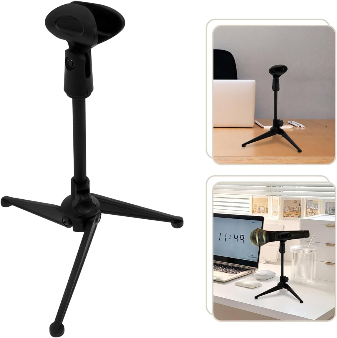 ULTECHNOVO 4 Adjustable Stands Height Desktop Table Microphone Stand Podcast NEW
