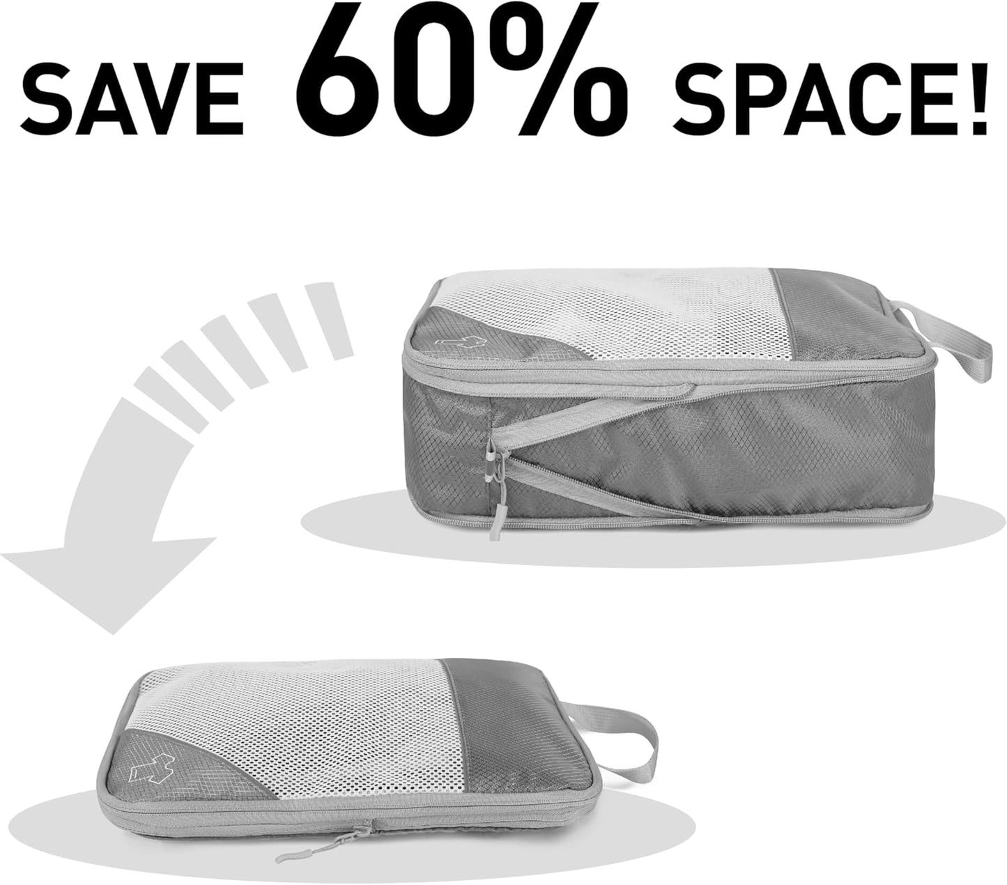 Depcler Ultralight Expandable Travel Packing Organizers Cubes Set Gray NEW