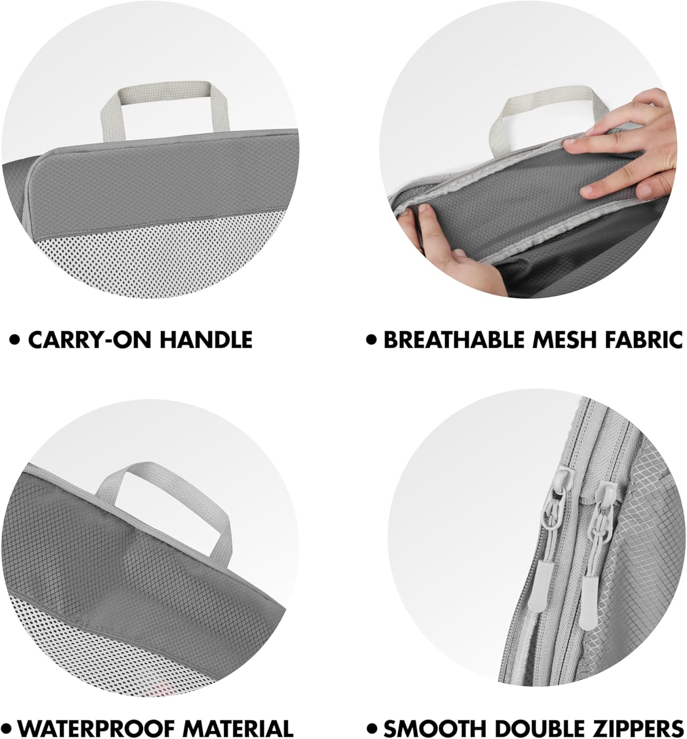 Depcler Ultralight Expandable Travel Packing Organizers Cubes Set Gray NEW