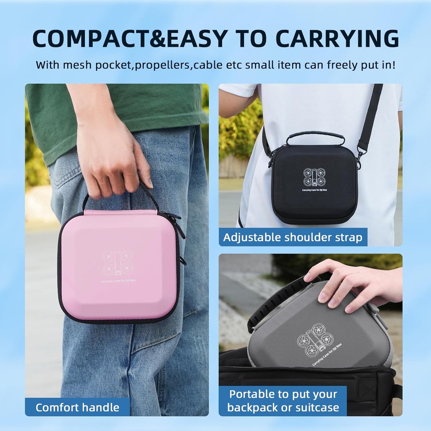 Flymile Drone Carrying Case Small Shoulder Bag Portable PU Orange NEW