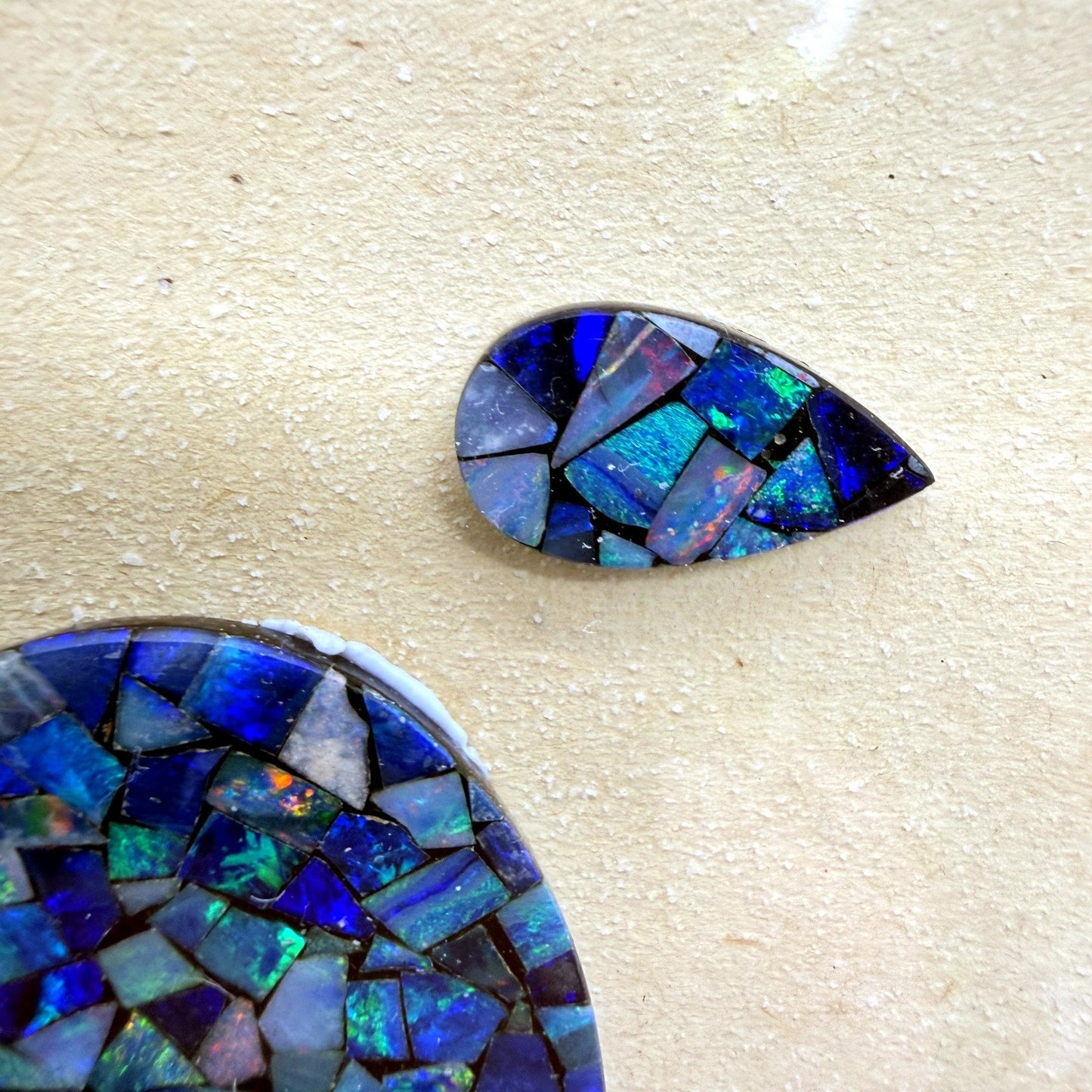 Vibrant Handmade Paua Shell Mosaic Wall Art Decor - Multicolor Framed Artwork