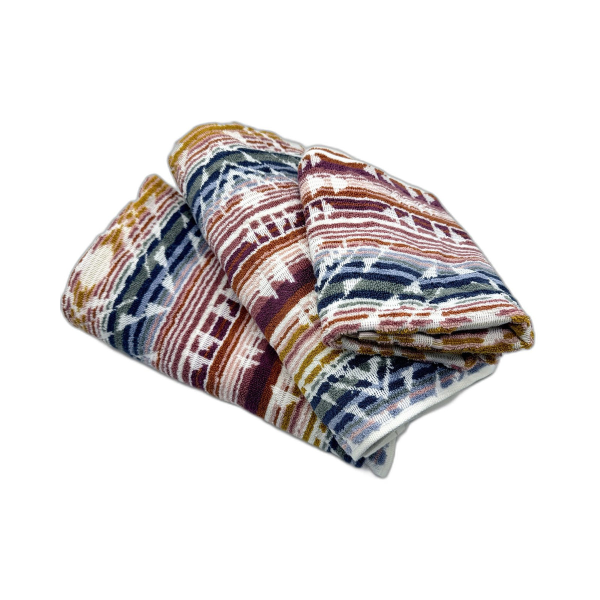 Soft & Absorbent Multi-Color Striped Cotton Blend Bath Towel Set, 3 Piece NEW