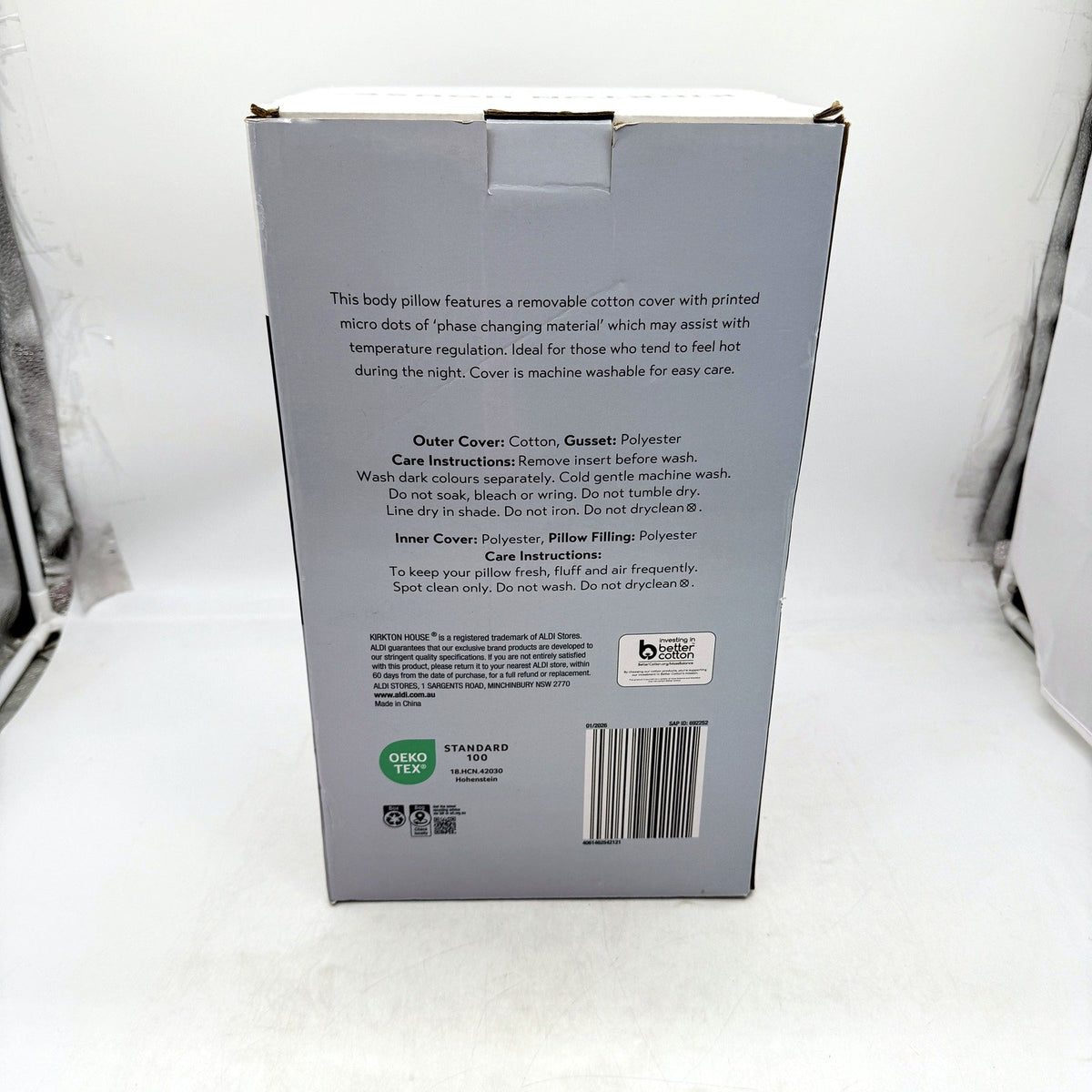 Premium White Temperature Regulating Body Pillow White 40cm x 1.40m 3cm NEW