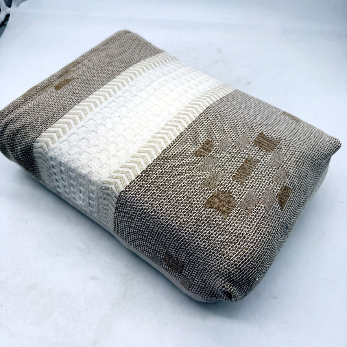 Knit Weave Texture Reversible Cotton Quilt Cover Set Beige & White King Size NEW