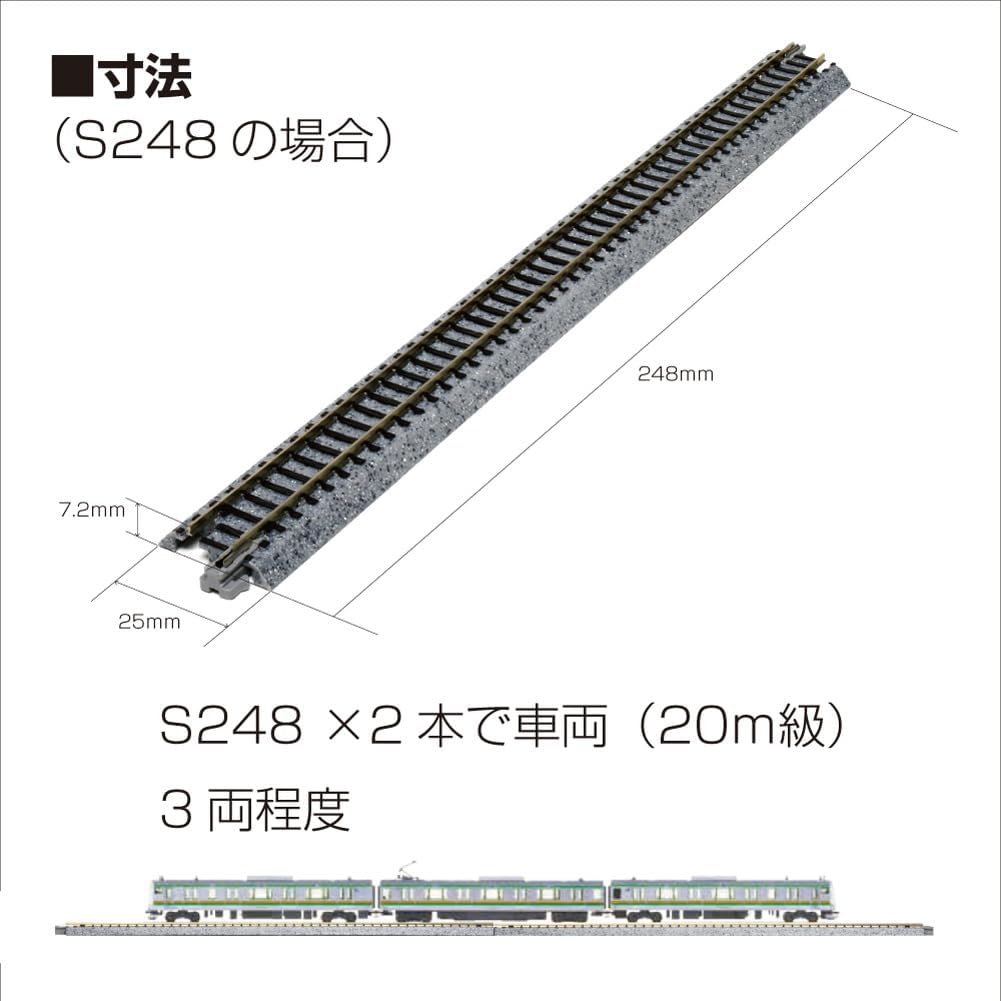 Kato N 248mm 9-3/4" Straight Plastic Accessories for Model Trains 4 Pieces NEW