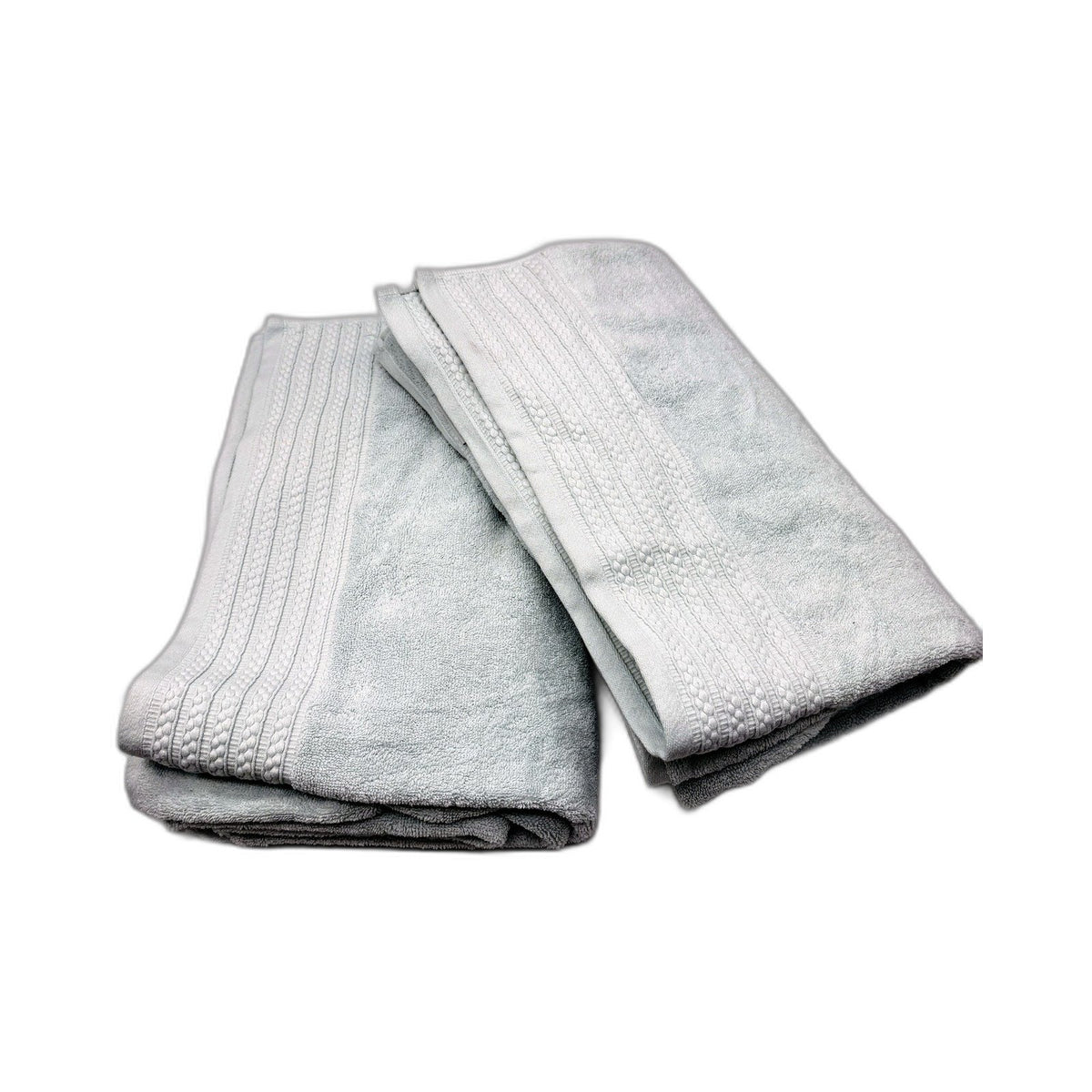 Soft Mint Green Bath Sheets Absorbent Textured Stripe Hem Design 2 Pack NEW