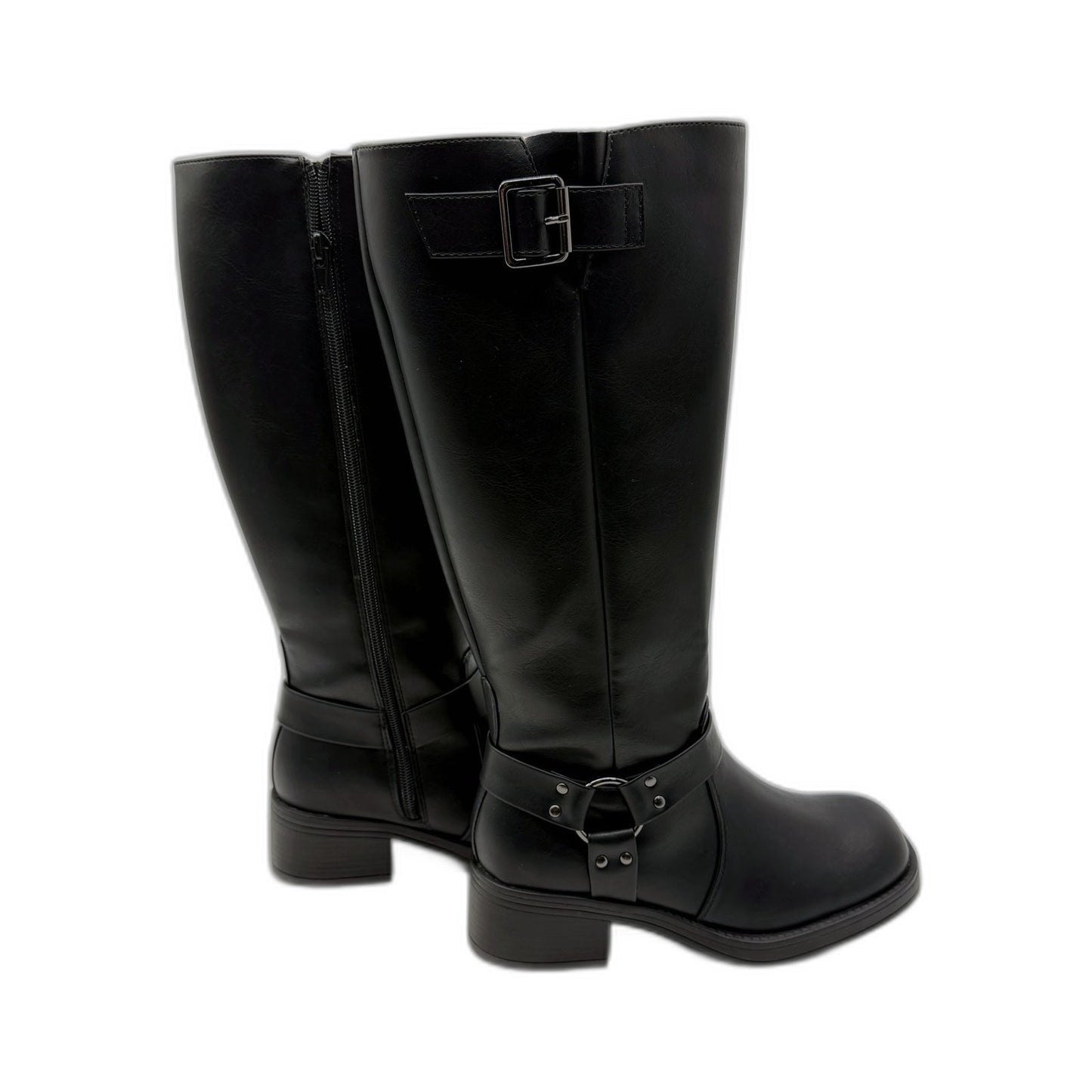 Therapy Womens Black Faux Leather Knee-High Zip Up Boots Size US 6 DEMO