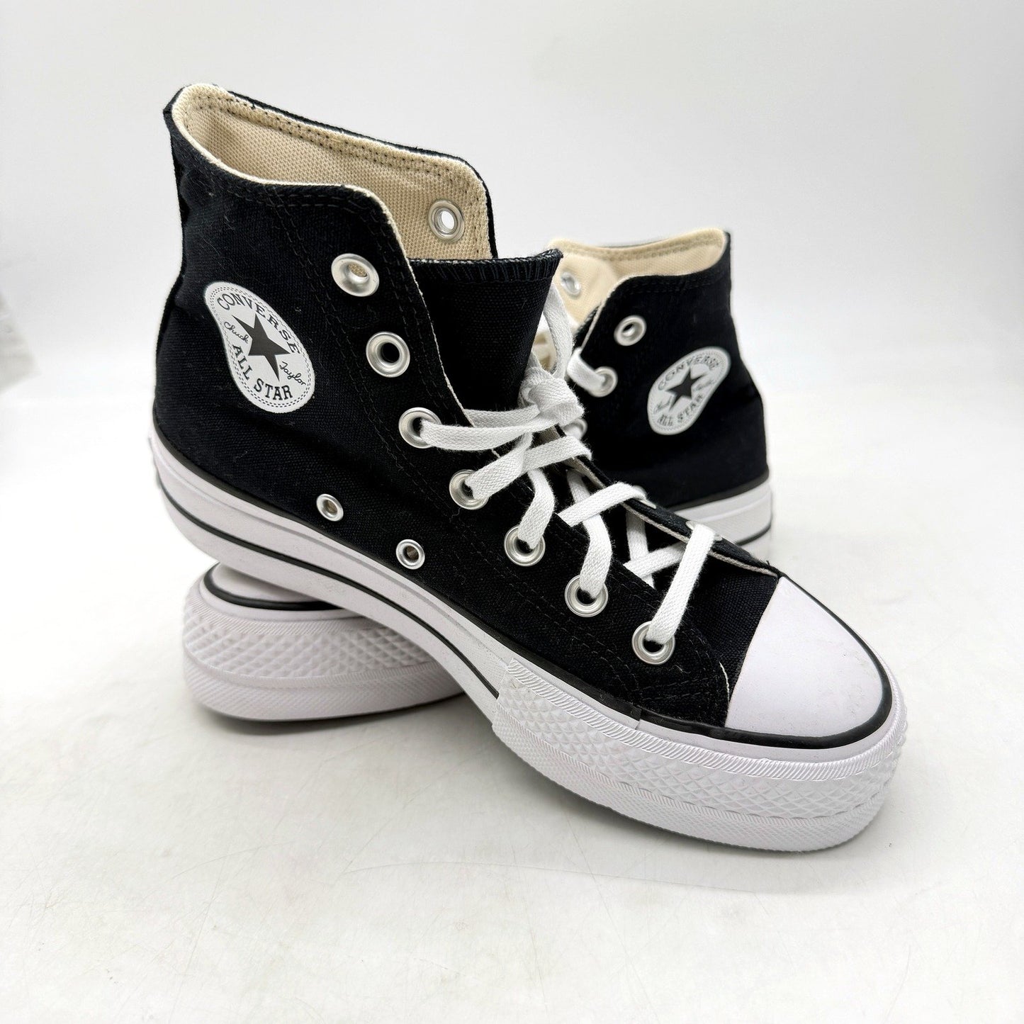 Converse Womens All Star High-Top Sneakers Black Canvas Rubber Sole US 5 DEMO