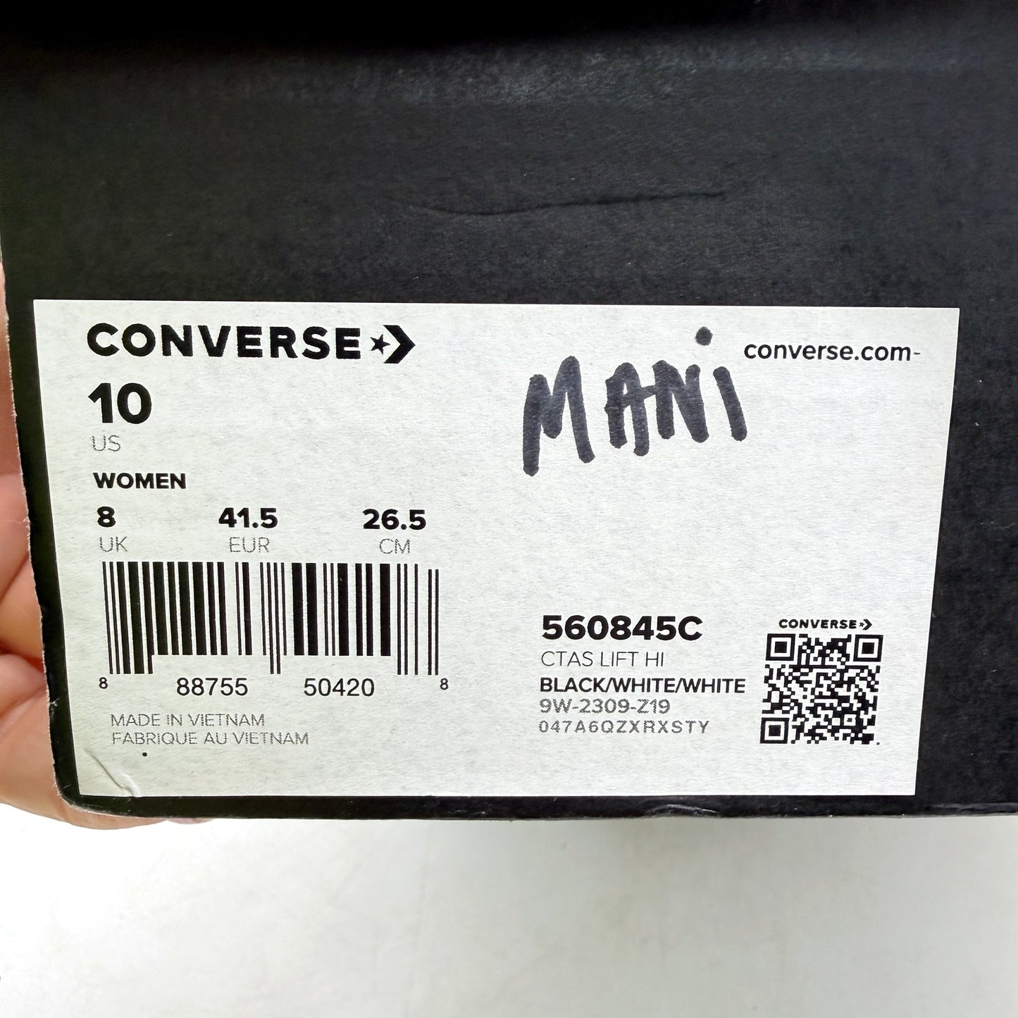 Converse Womens All Star High-Top Black Canvas Sneakers US 10 DEMO