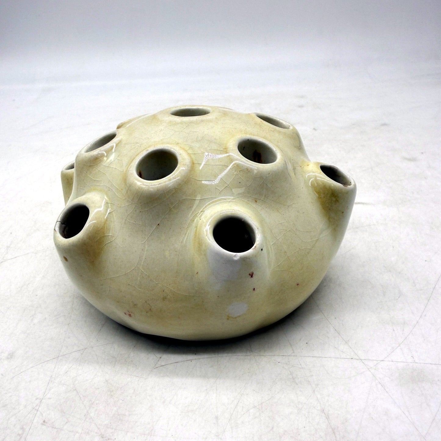 VINTAGE Grimwades Ceramic Tuba Flower Vase in Beige and Yellow Decorative Accent