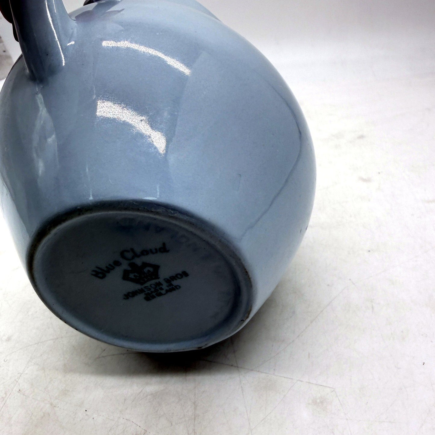VINTAGE Johnson Bros Light Blue Ceramic Pitcher Blue Cloud Jug Tableware