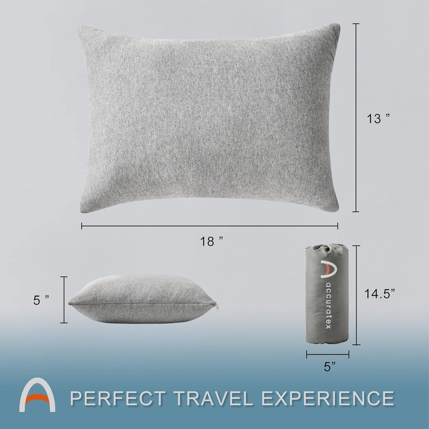 ACCURATEX Breathable Blue Cover Cotton Shredded Memory Foam Camping Pillow DEMO