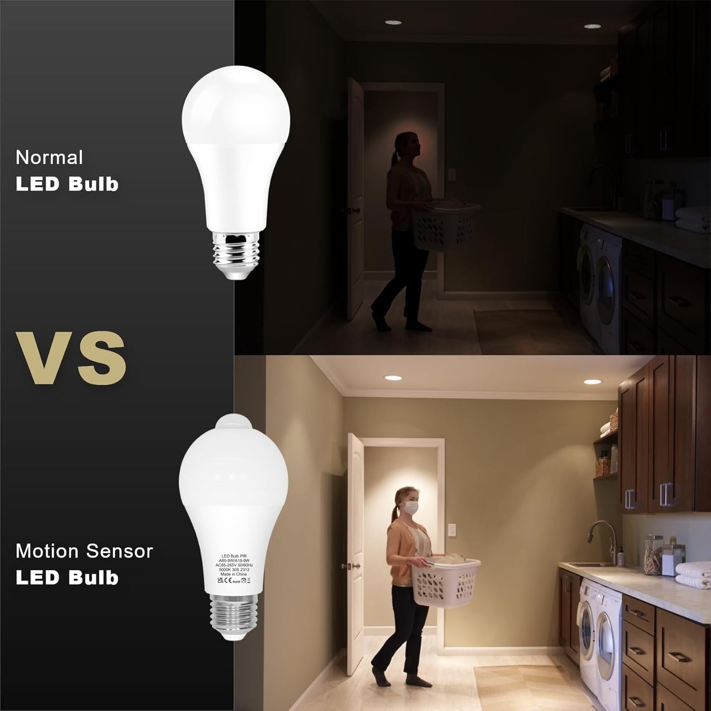 LUTW Motion LED Bulbs Sensor LED Light Bulb, 60W Equivalent, Daylight NEW