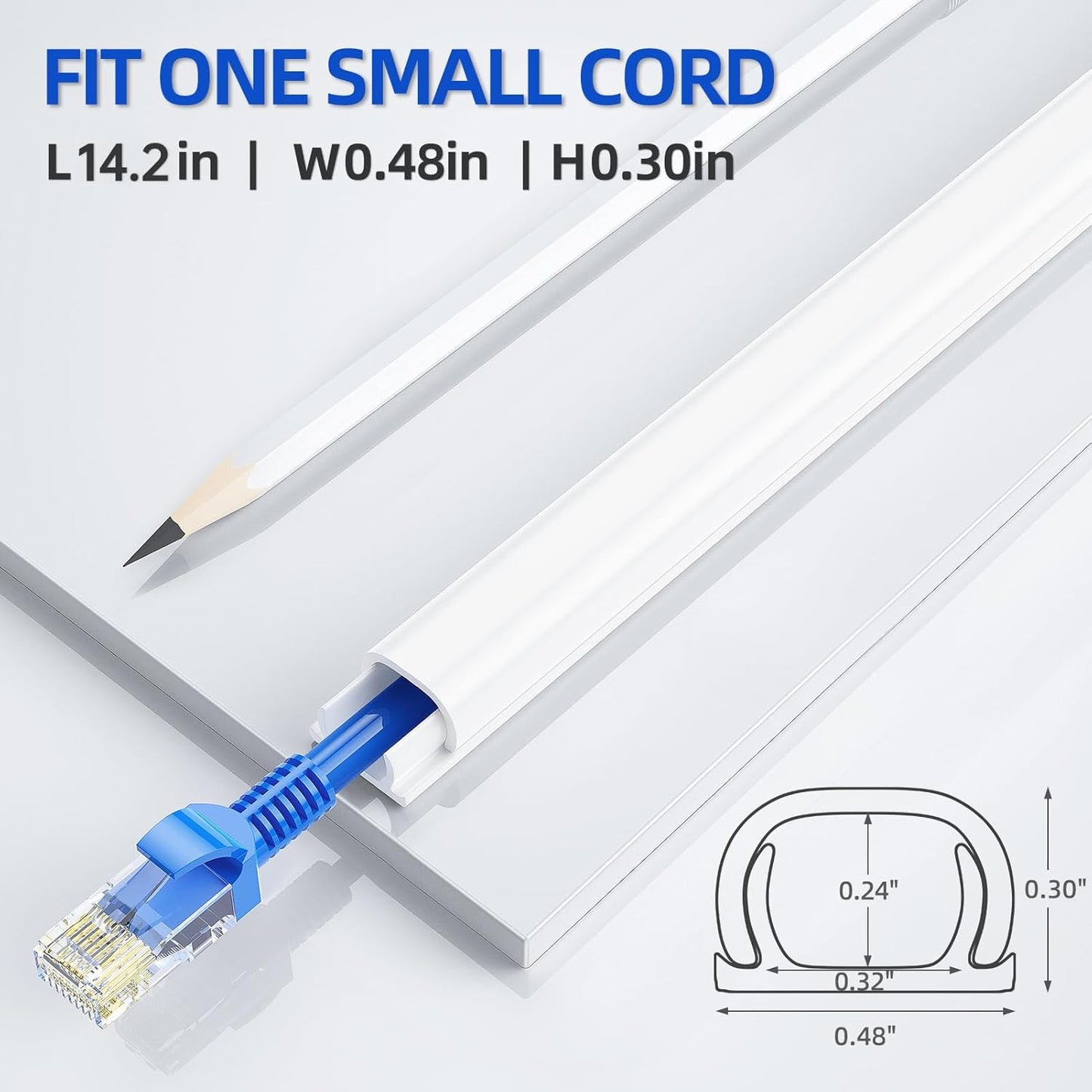Delamu Cable Cord Covers 127.8in Wire Hider Organizer Wall Mounted White NEW