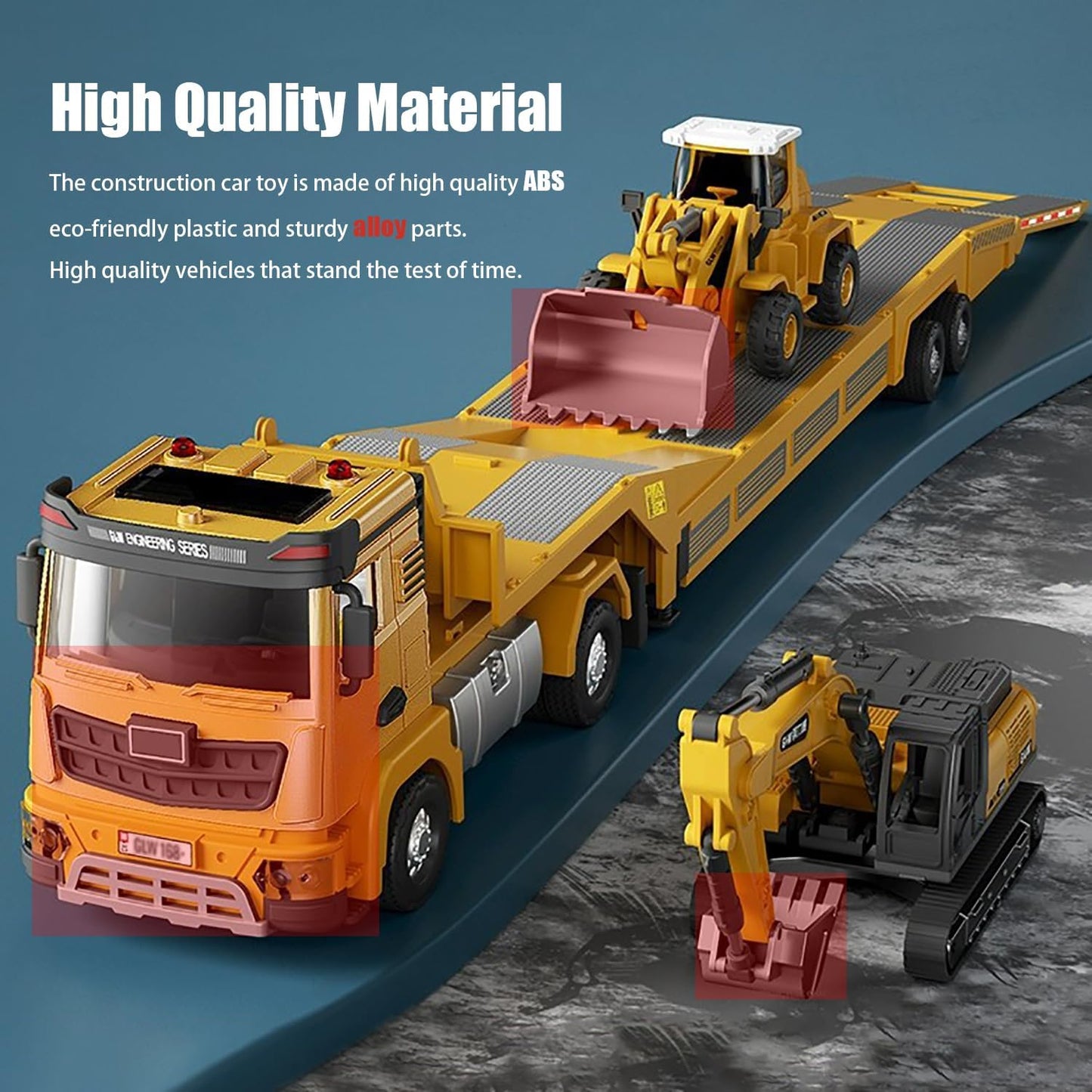 DRSM Yellow Model Truck & Excavator Construction Toy Playset NEW