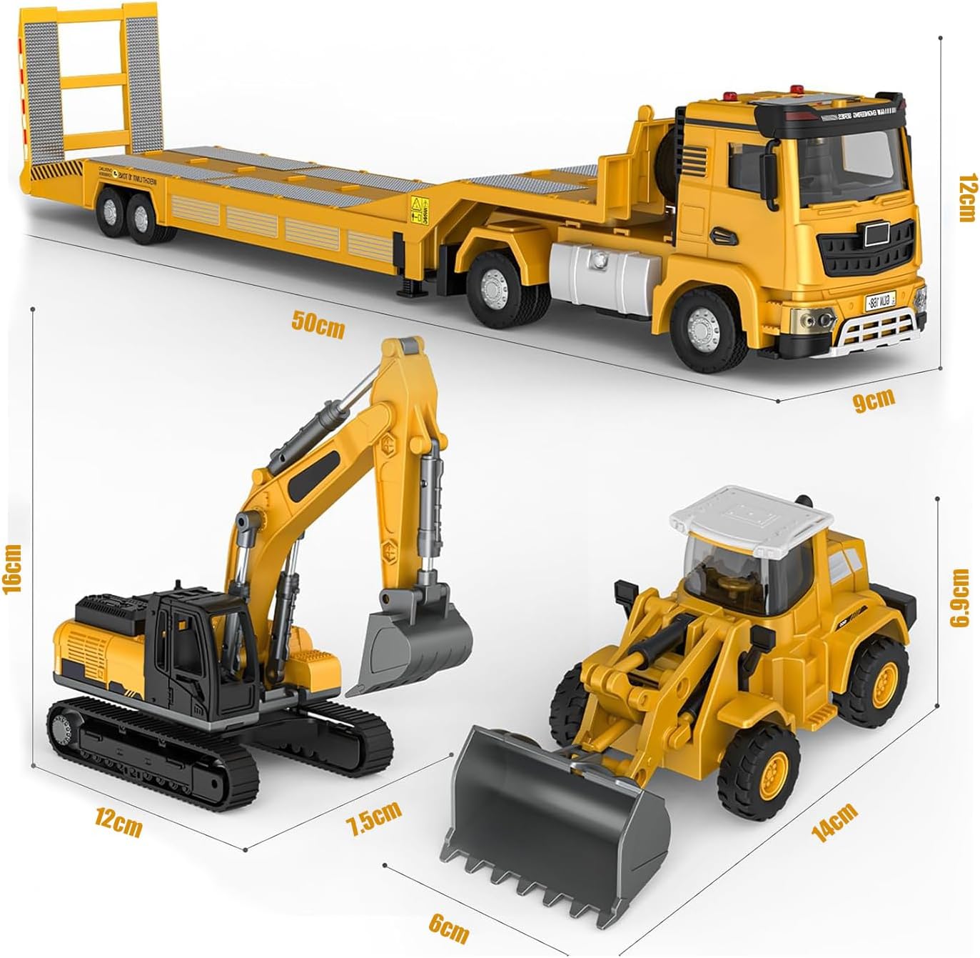 DRSM Yellow Model Truck & Excavator Construction Toy Playset NEW