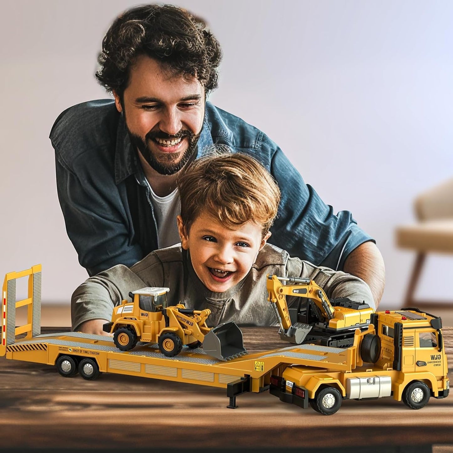 DRSM Yellow Model Truck & Excavator Construction Toy Playset NEW