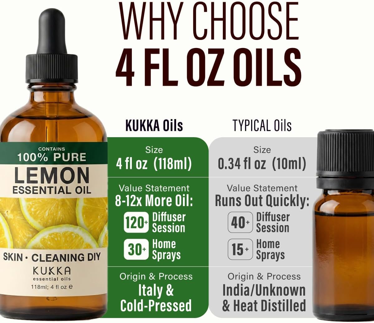 KUKKA Essential Oil 100% Pure Lemon 118ml for Hair Skin Diffuser Aroma NEW