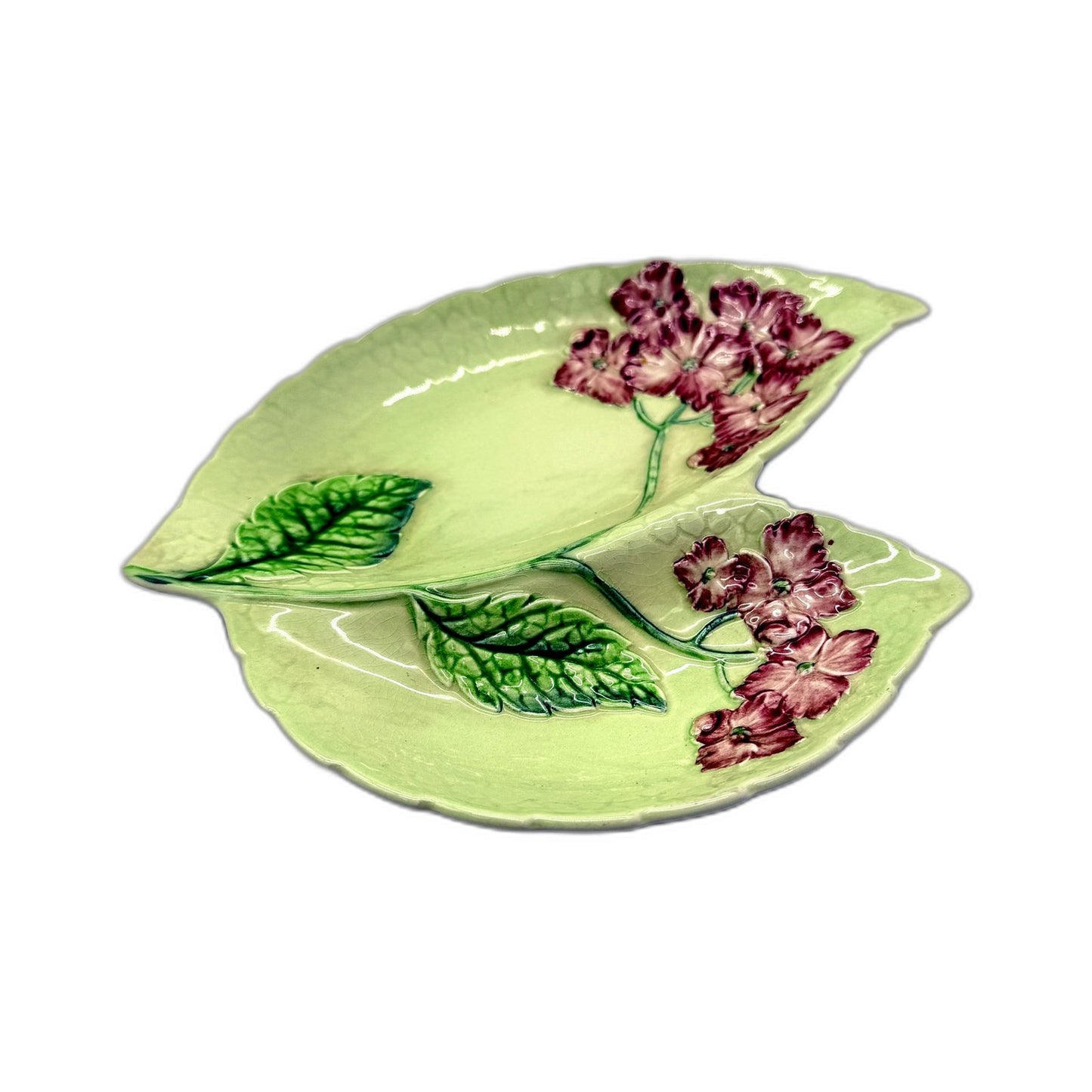 VINTAGE CarltonWare Decorative Ceramic Leaf Style Floral Embossed Plate Green