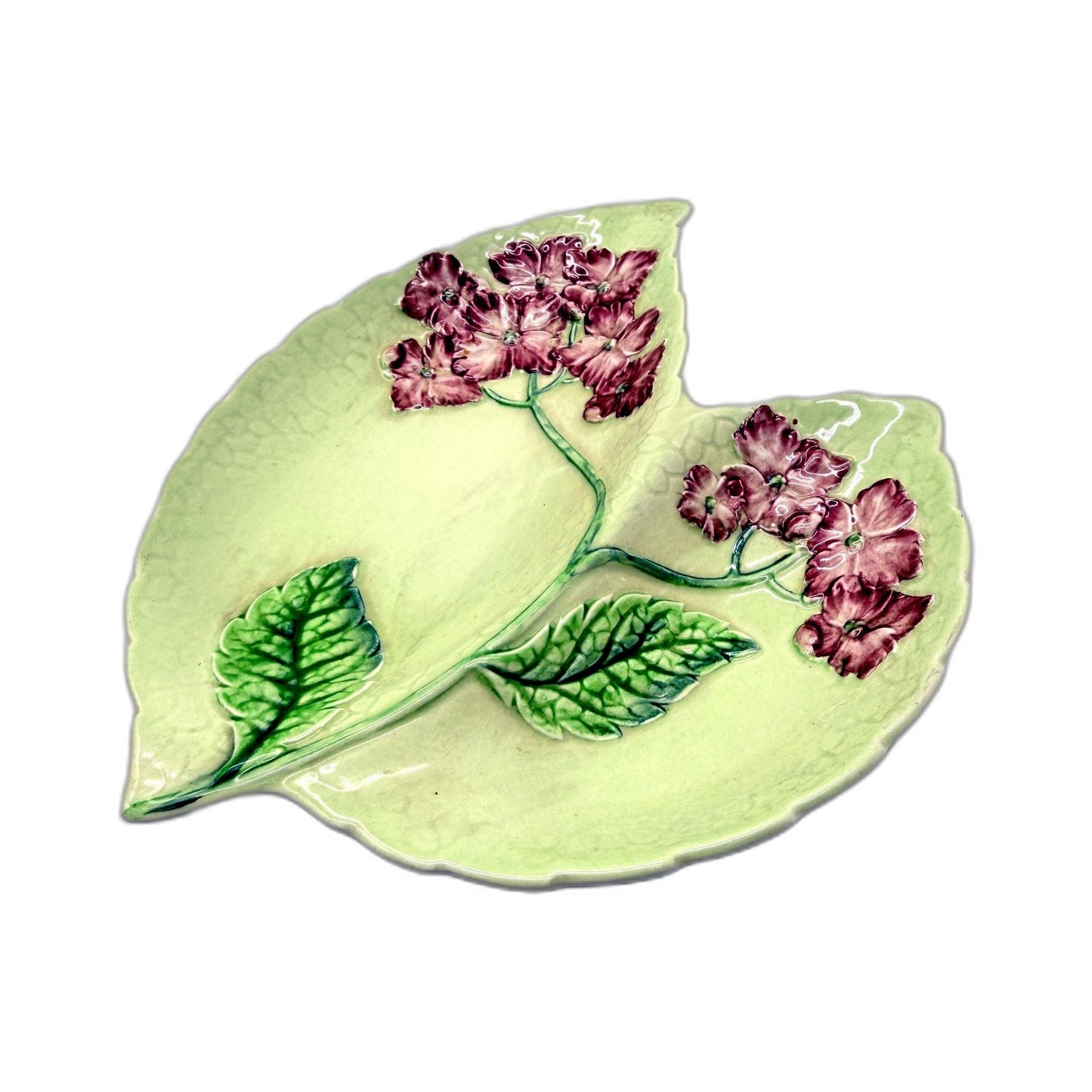 VINTAGE CarltonWare Decorative Ceramic Leaf Style Floral Embossed Plate Green