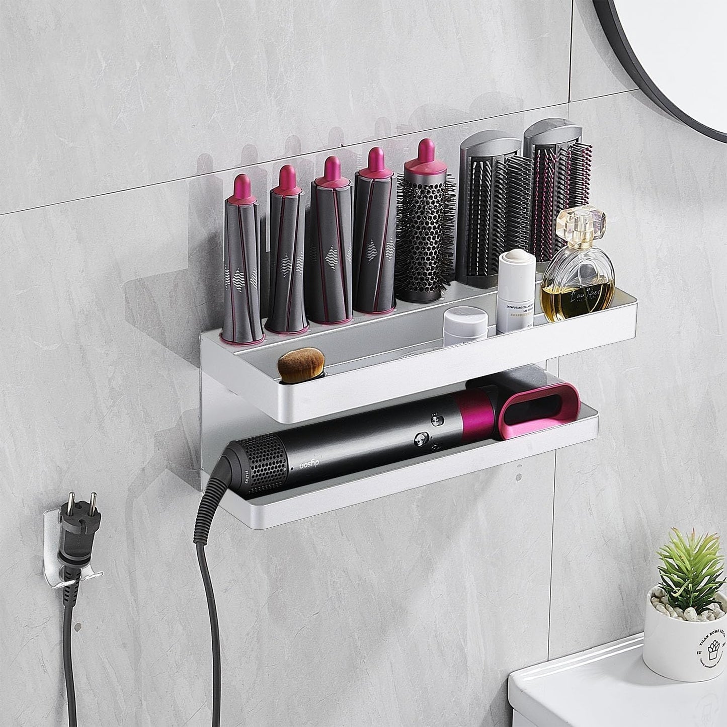 Wall Mounted Makeup Display Case Holder for Dyson Airwrap Accessories Cream NEW