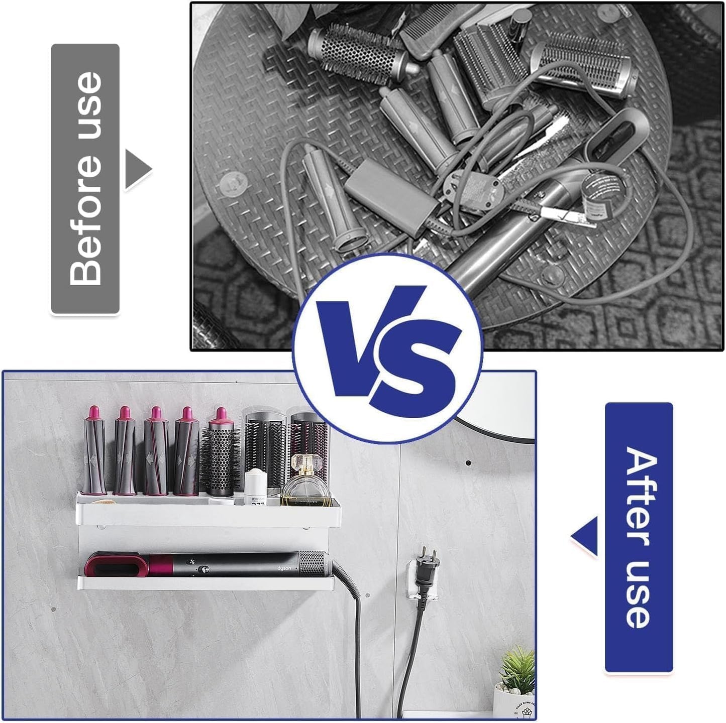 Wall Mounted Makeup Display Case Holder for Dyson Airwrap Accessories Cream NEW