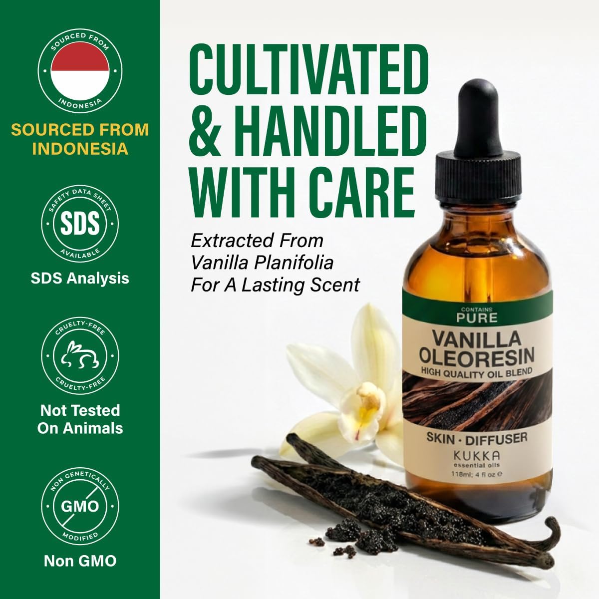 KUKKA Vanilla Essential Oil for Diffuser and Skin Care 118ml Oleoresin NEW