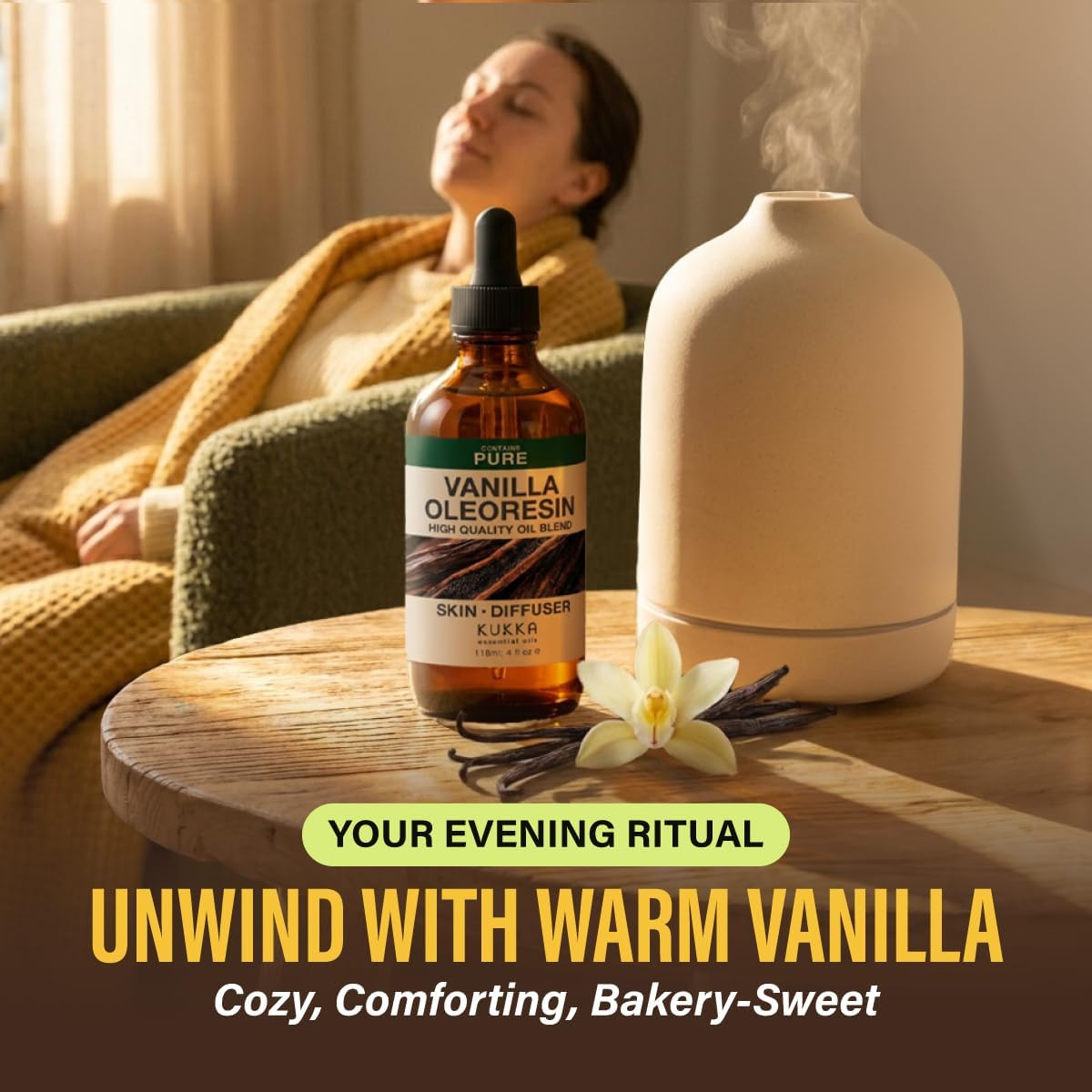 KUKKA Vanilla Essential Oil for Diffuser and Skin Care 118ml Oleoresin NEW
