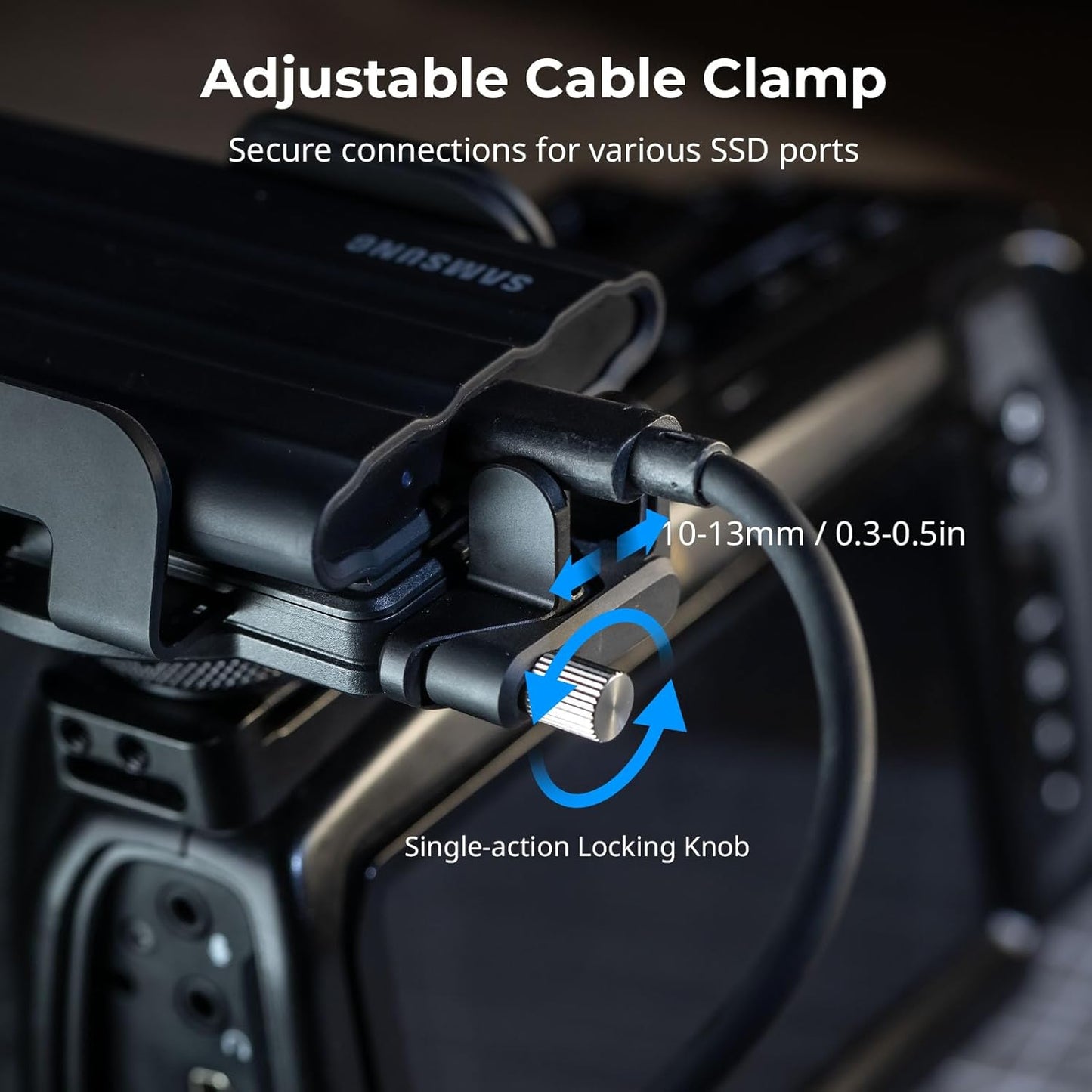 SMALLRIG Universal SSD Holder with Cold Shoe Cable Clamp for 40-60mm Wide NEW