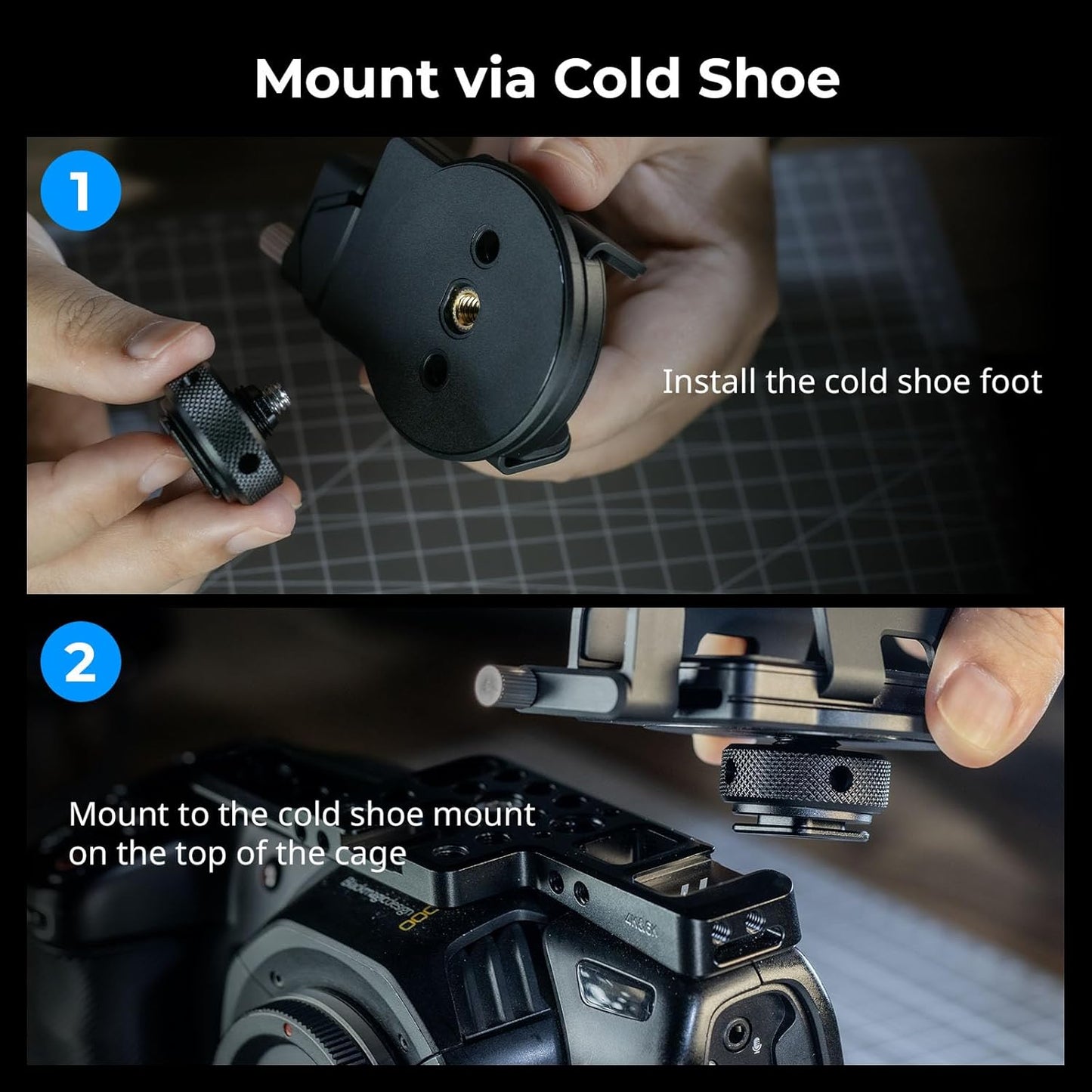 SMALLRIG Universal SSD Holder with Cold Shoe Cable Clamp for 40-60mm Wide NEW
