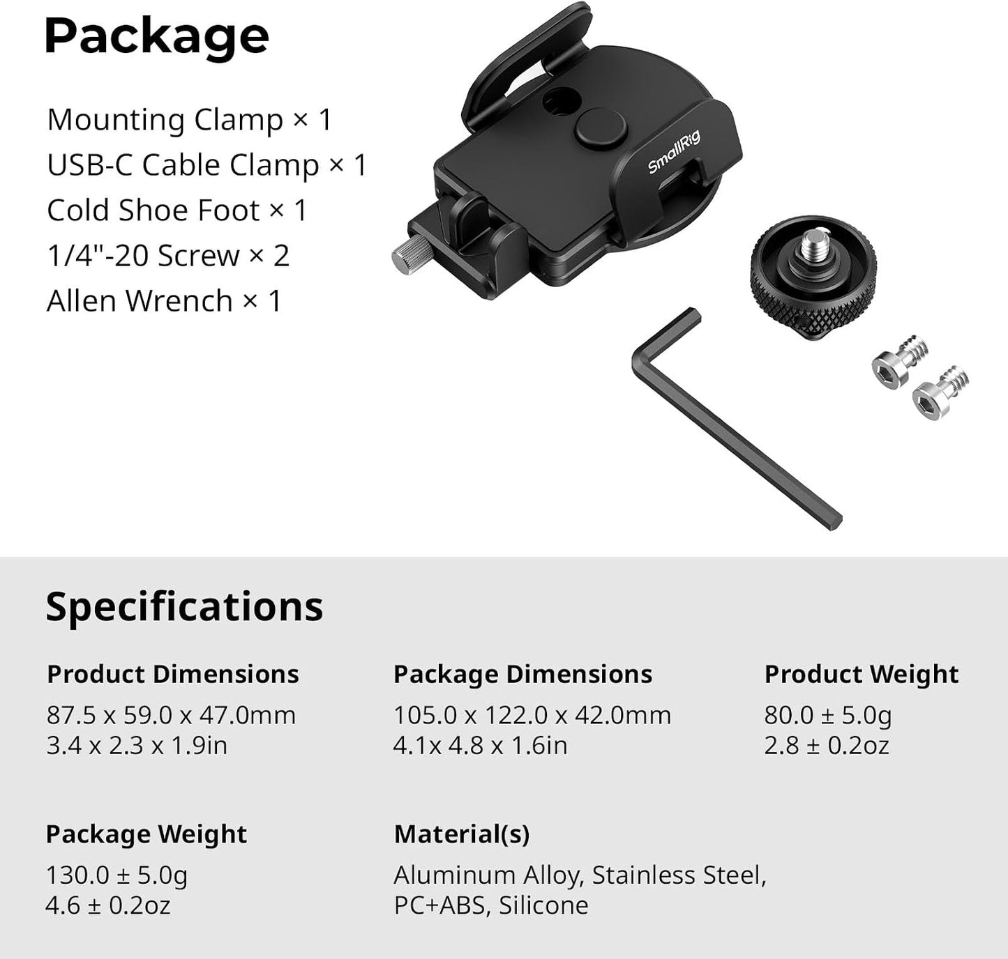 SMALLRIG Universal SSD Holder with Cold Shoe Cable Clamp for 40-60mm Wide NEW