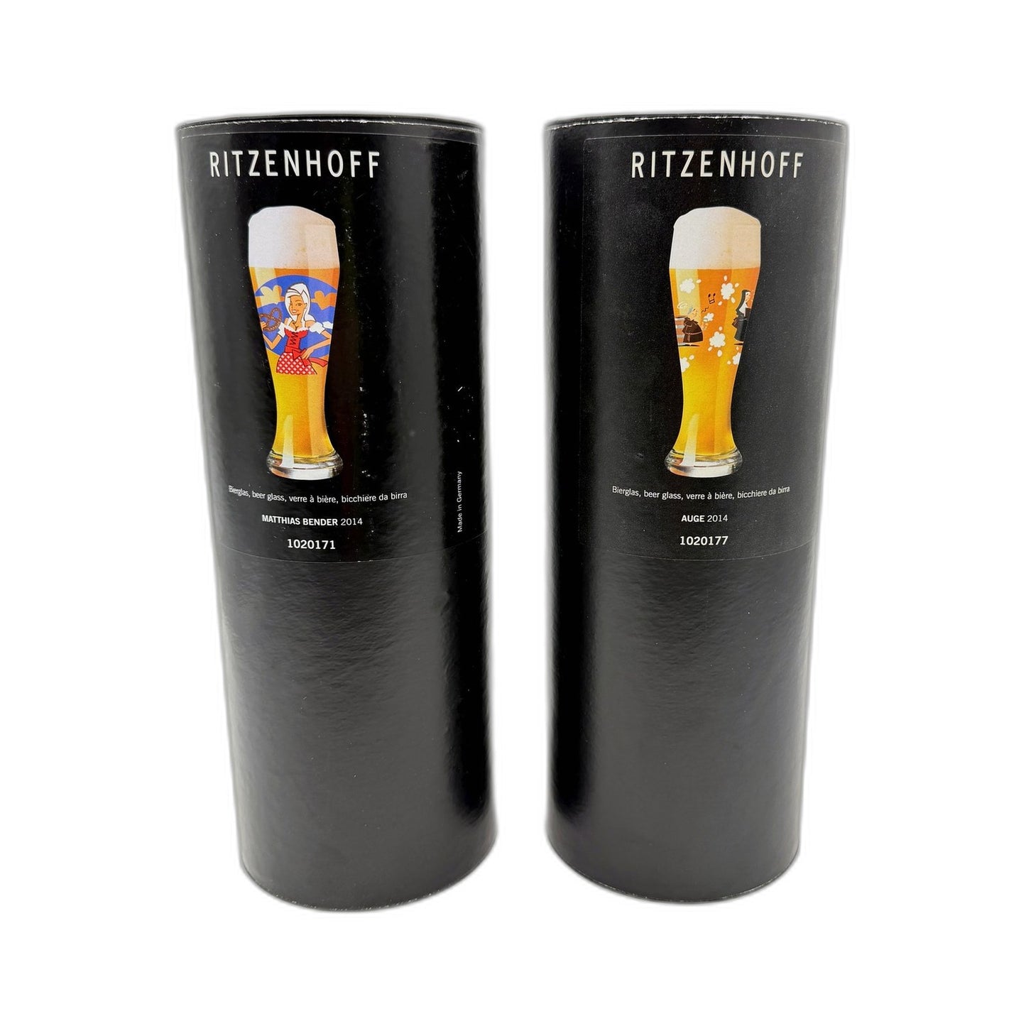 Ritzenhoff Illustrated Standard Beer Glass 2 Piece Unique Glassware Boxed