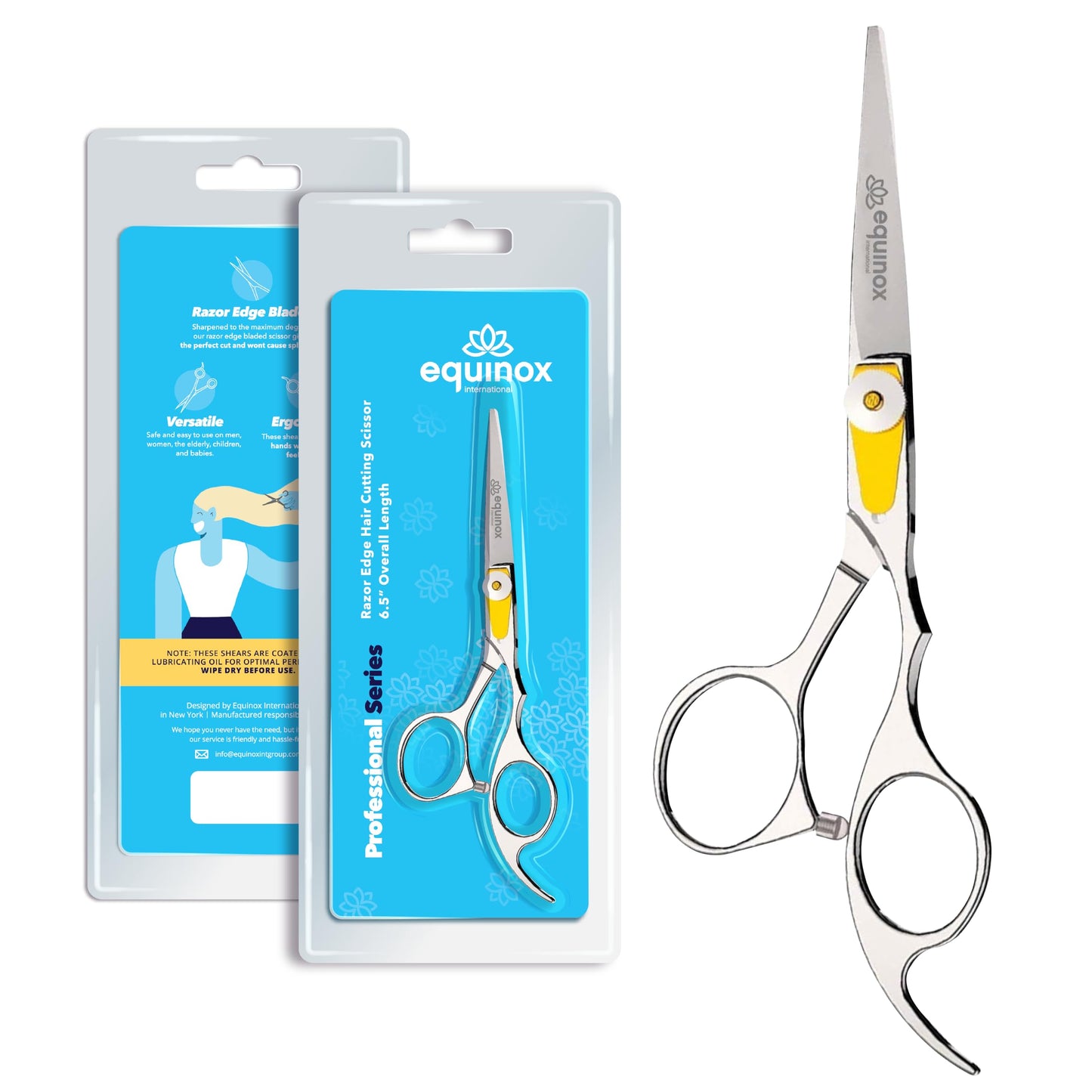 Equinox International Hair Cutting Barber Scissors Razor Edge Series Silver NEW