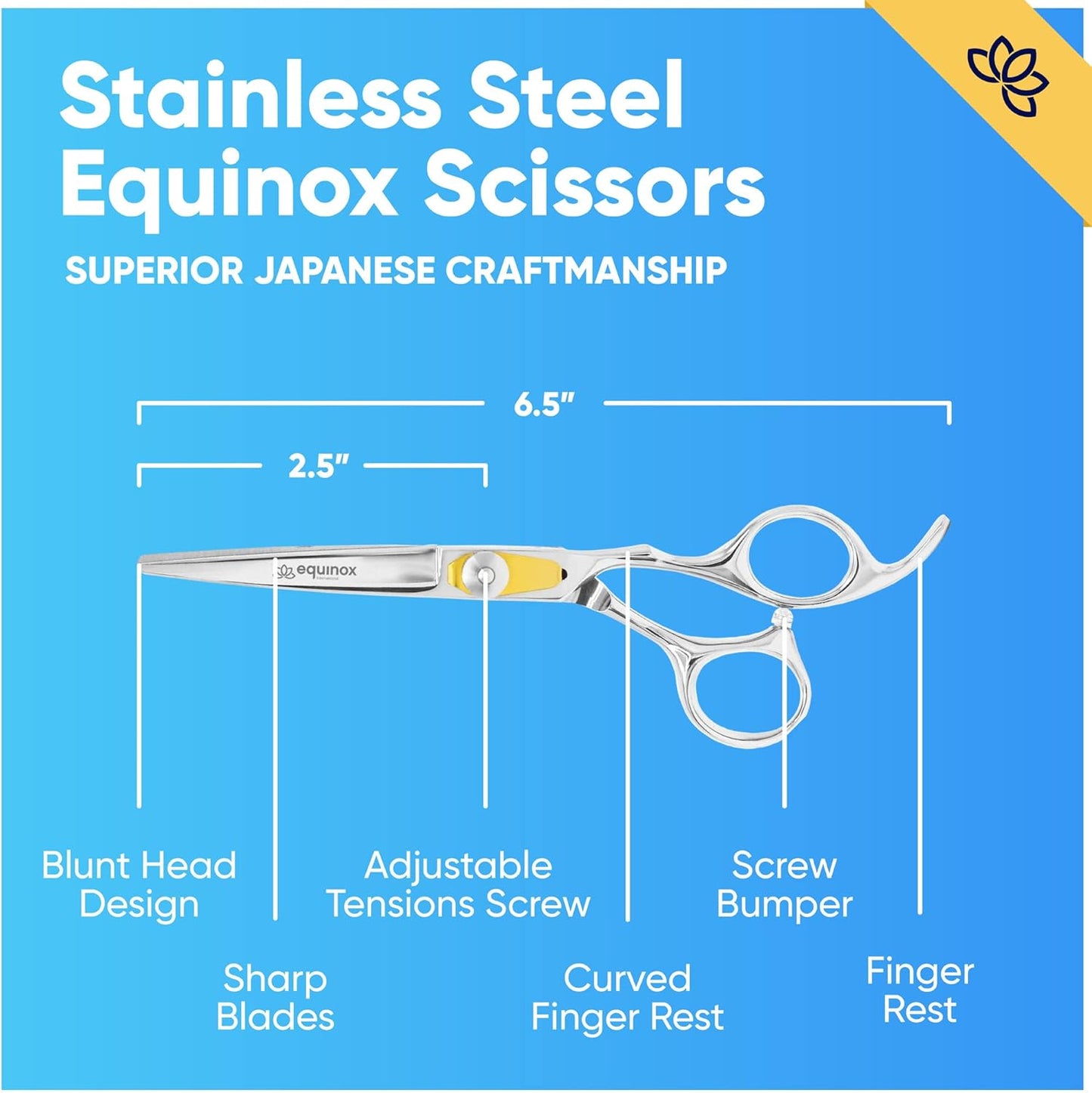 Equinox International Hair Cutting Barber Scissors Razor Edge Series Silver NEW