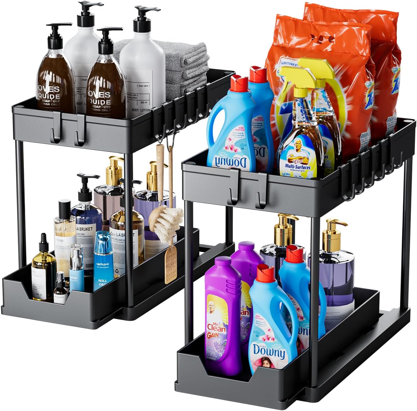 ZeJlo 2-Pack Under Sink Organizer Sliding Drawer Shelf Pull Out Racks NEW