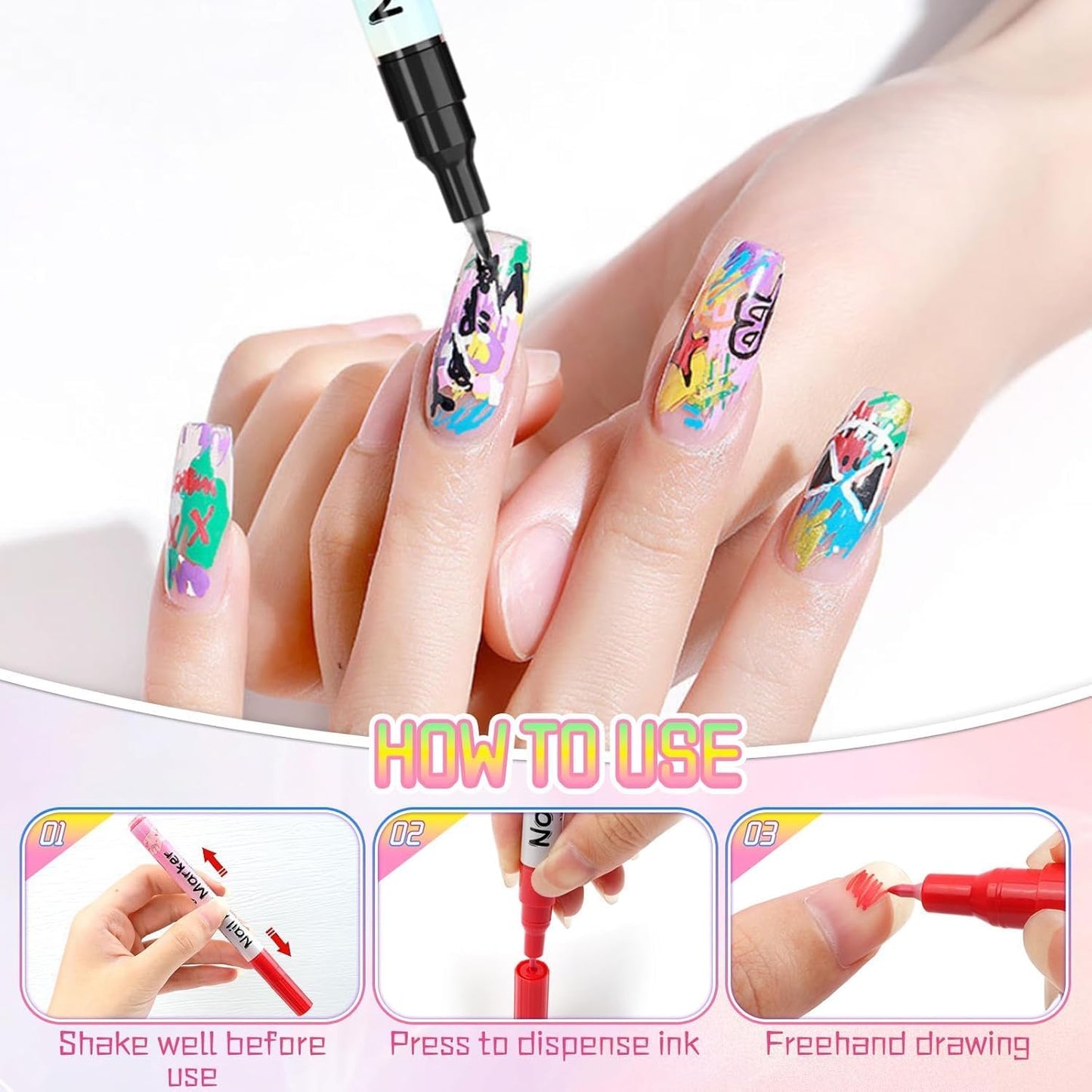 SpongeTowels Fine Tip 12 Nail Art Markers Set for DIY Manicure & Designs NEW