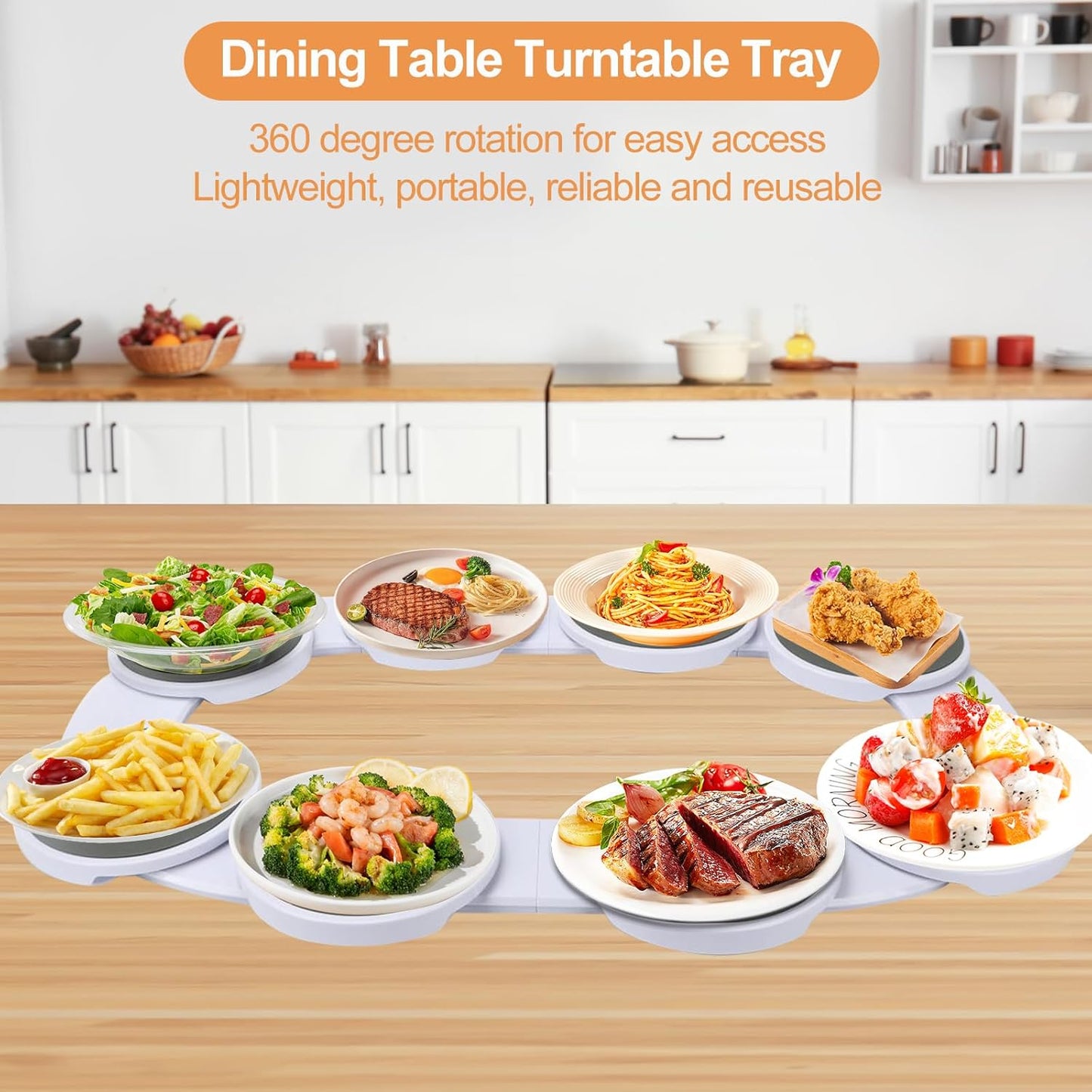 Ruaizel Expandable Serving Tray Turntable for Rectangular Tables White NEW
