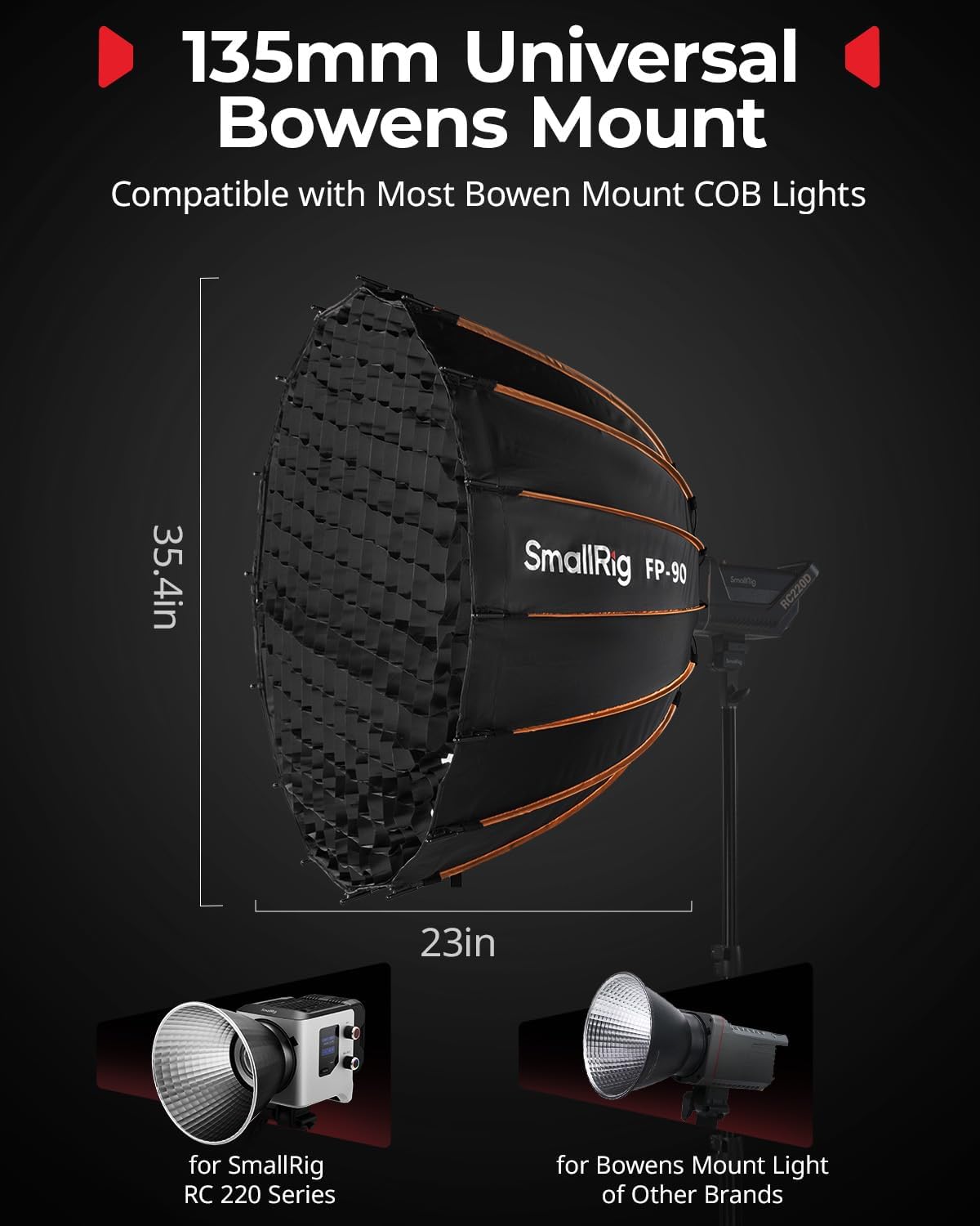 SMALLRIG 35.4" Soft Boxes Parabolic Softbox with Bowens Mount Studio 5395 NEW