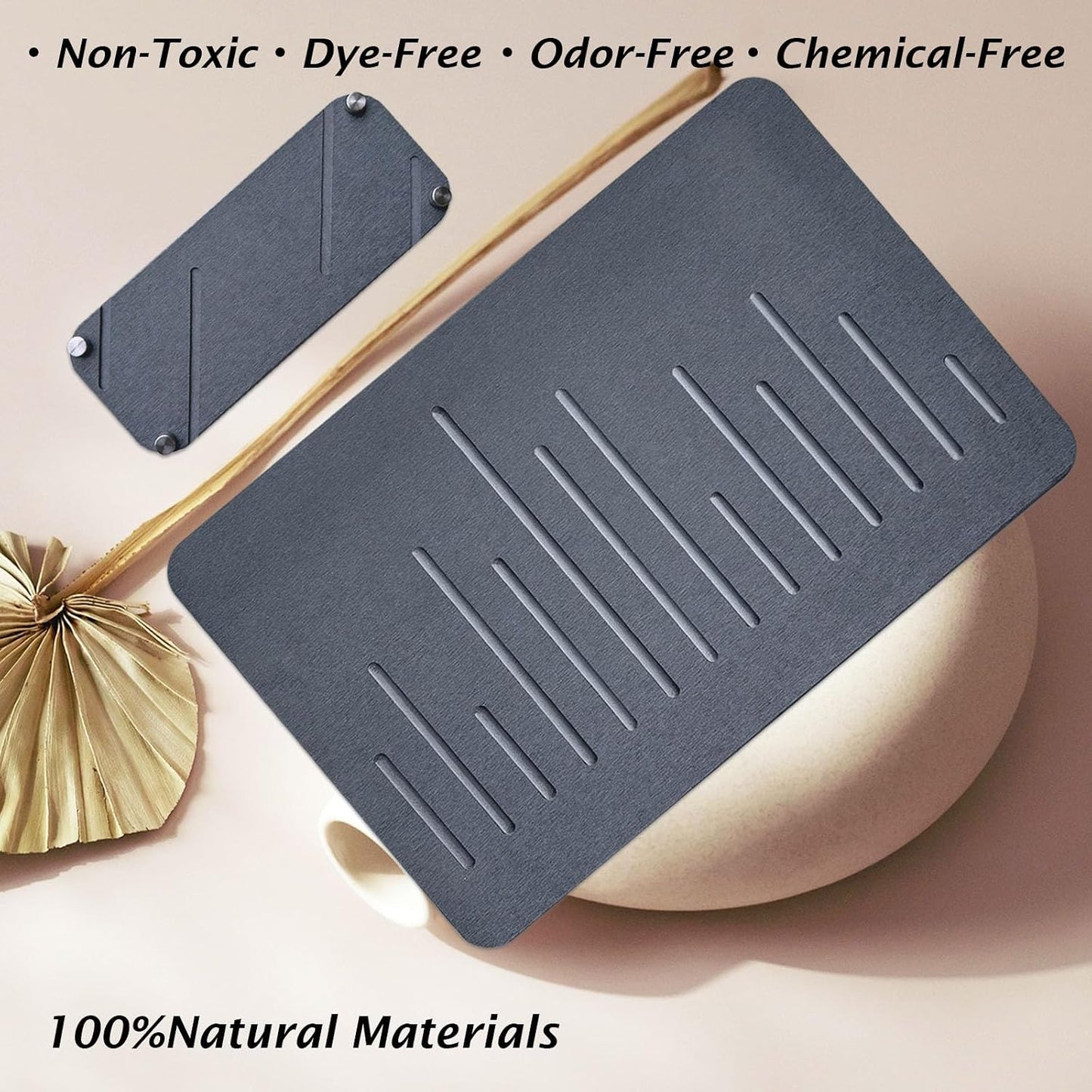 Enkis Dark Grey Diatomite Stone Bath Mat Non-Slip Quick Dry 39 x 60 cm NEW