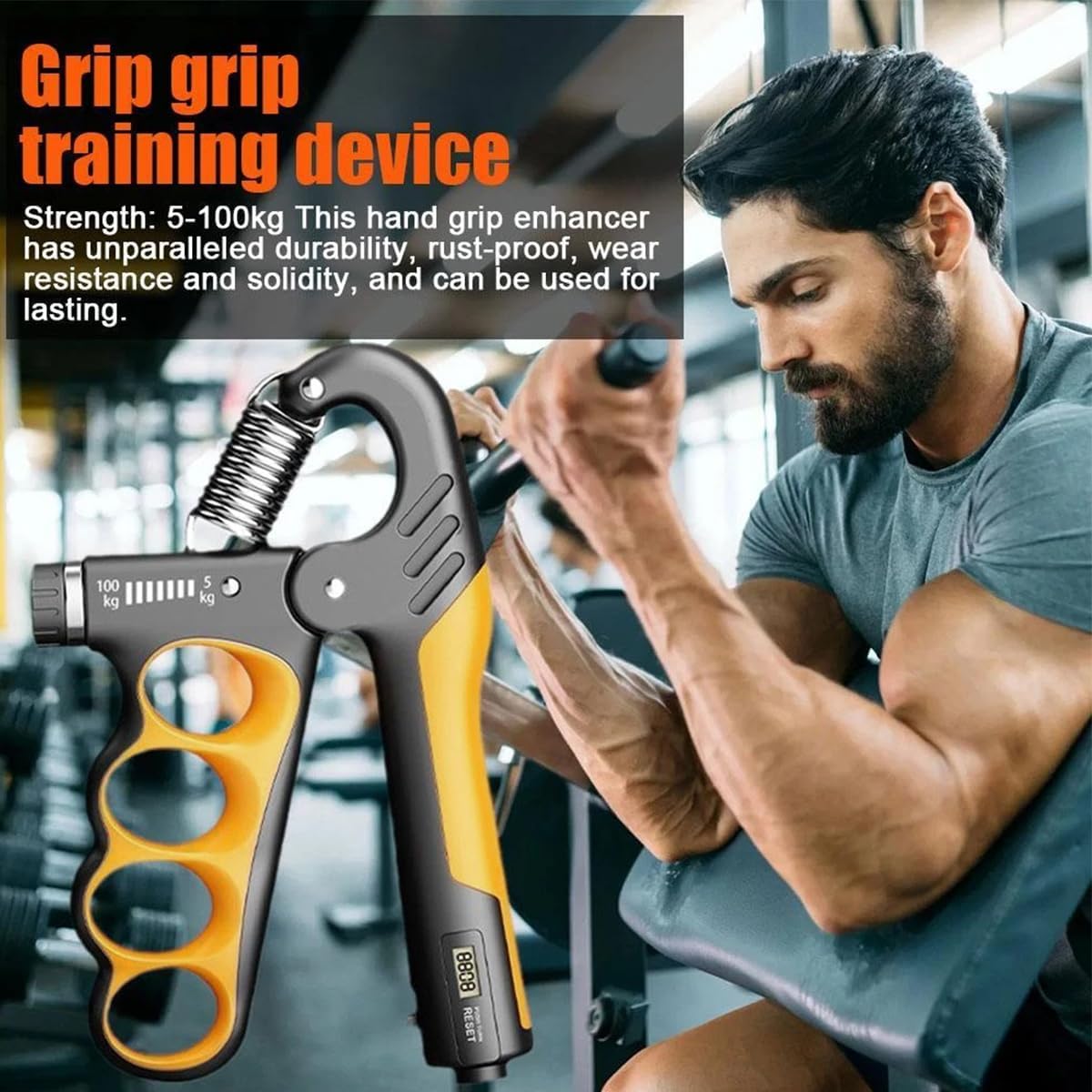 AIMALL Adjustable Strength Training Hand Grip Strengthener with Digital RED NEW
