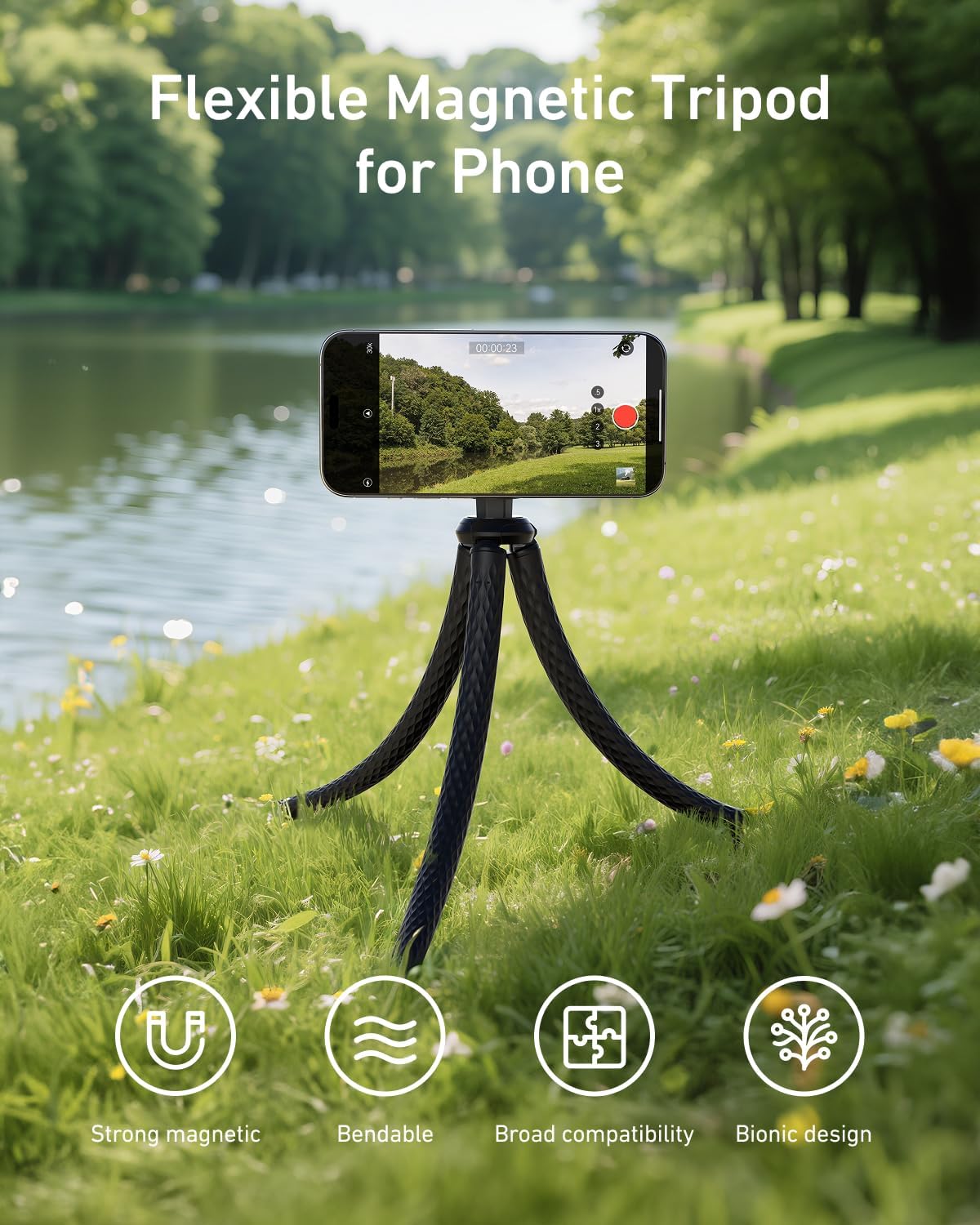 TELESIN Flexible Tripods Phone Tripod Stand Magnetic Bendable Lightweight NEW